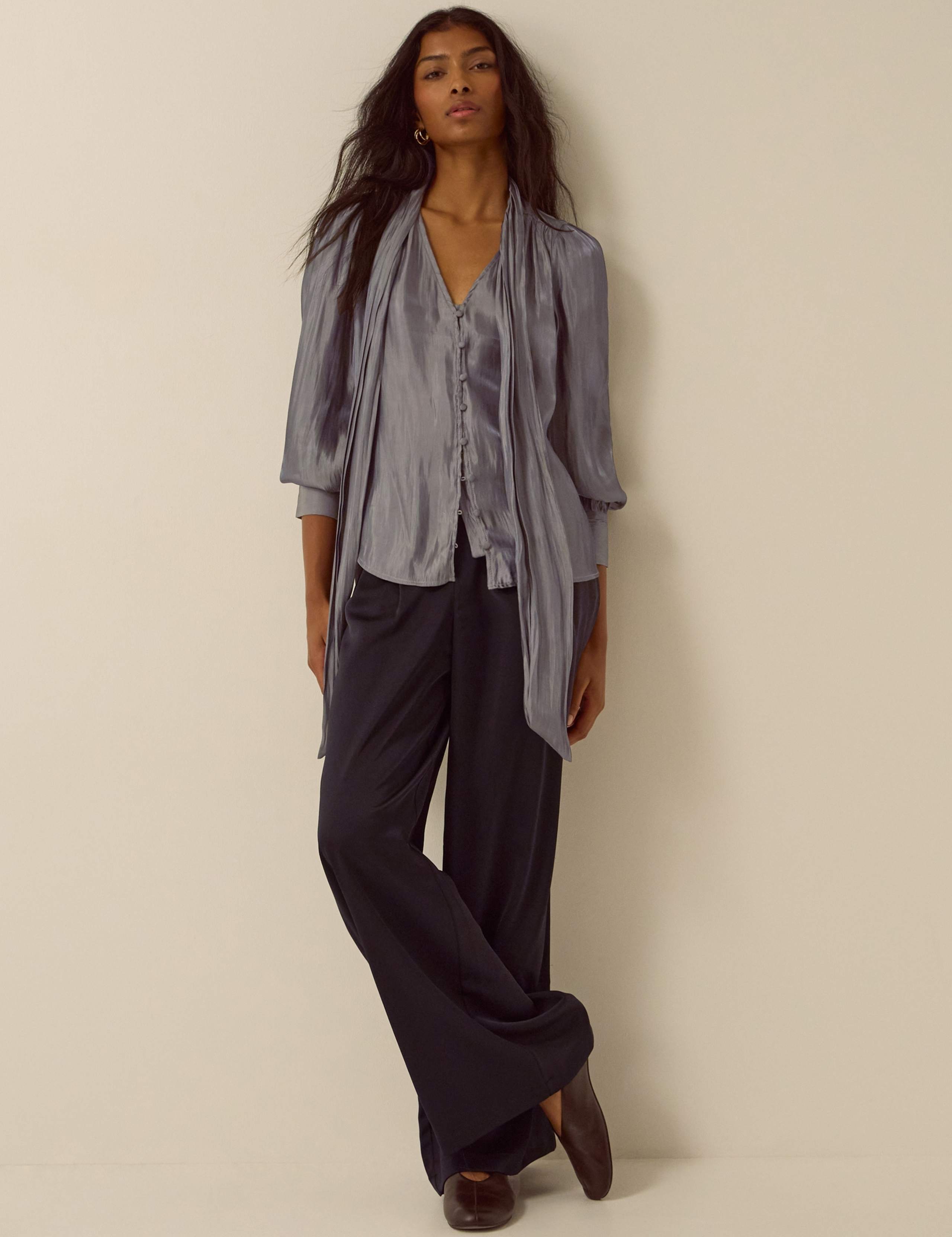 Metallic Tie Neck Blouse 2 of 4