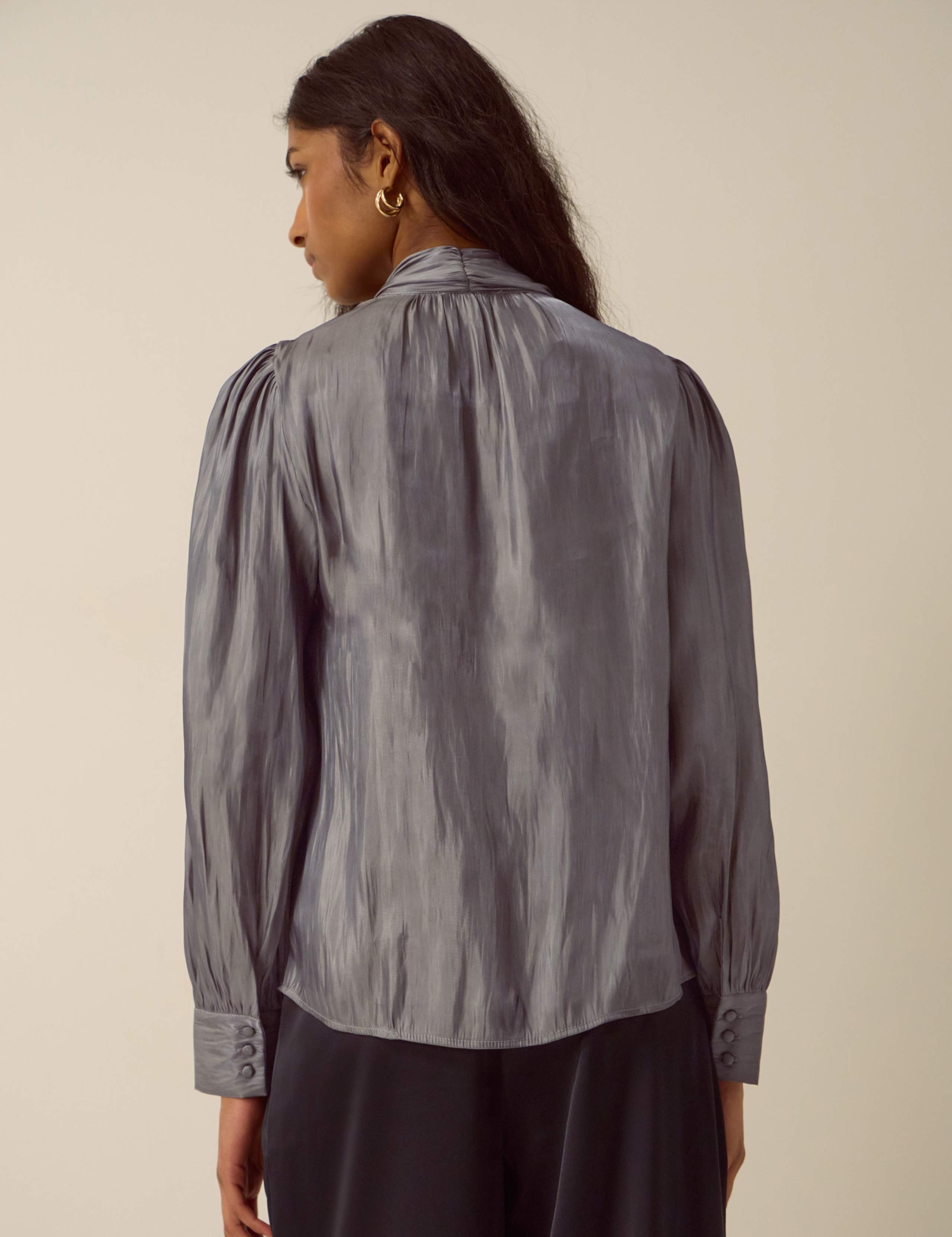 Metallic Tie Neck Blouse 3 of 4