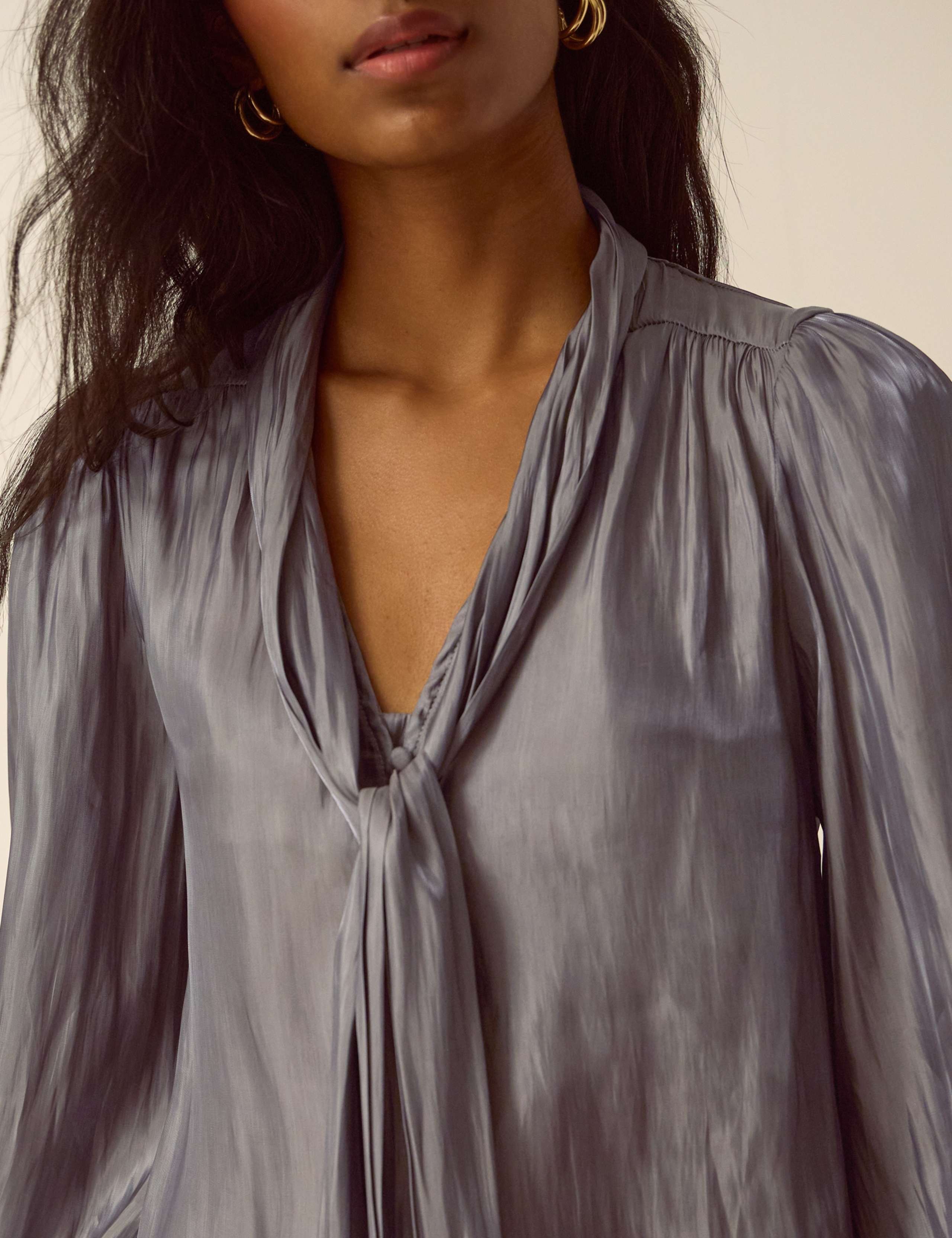 Metallic Tie Neck Blouse 4 of 4