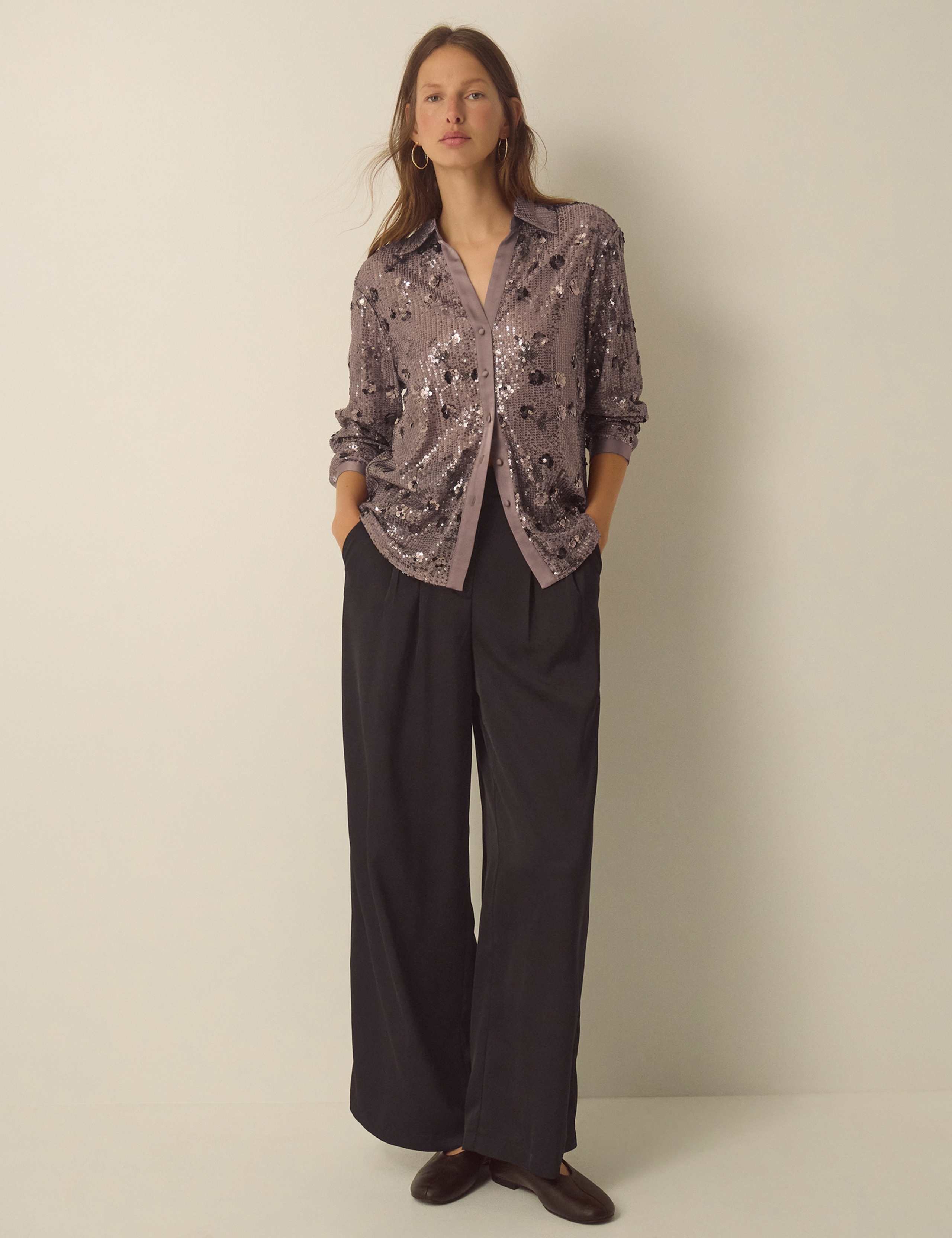 Sequin Collared Button Through Shirt 3 of 5