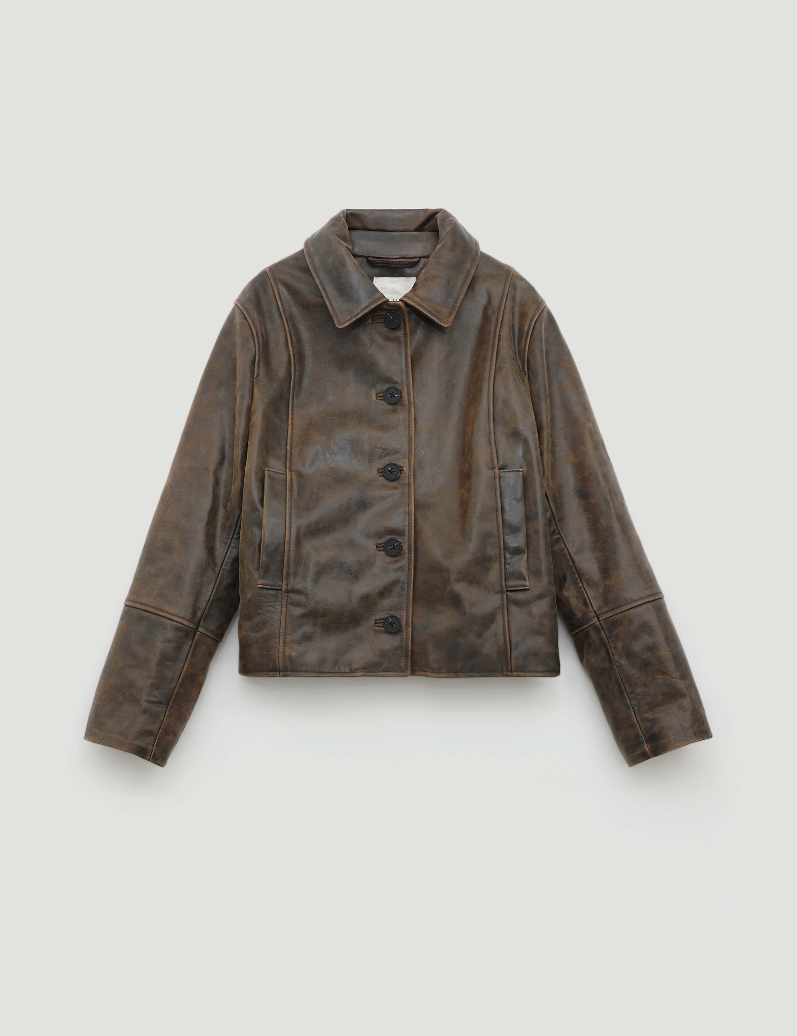 Leather Distressed Oversized Short Jacket 2 of 5