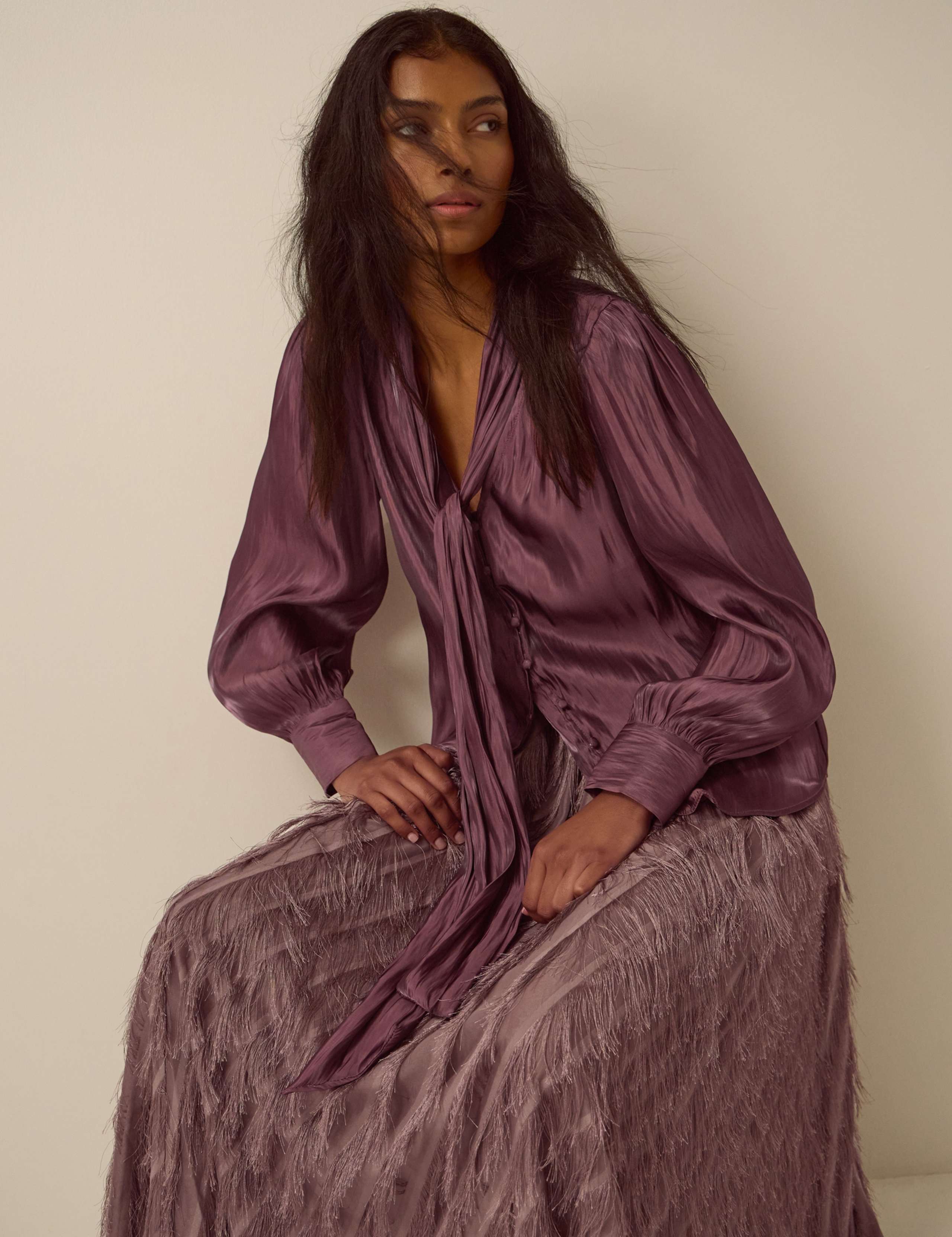Metallic Tie Neck Blouse 2 of 5