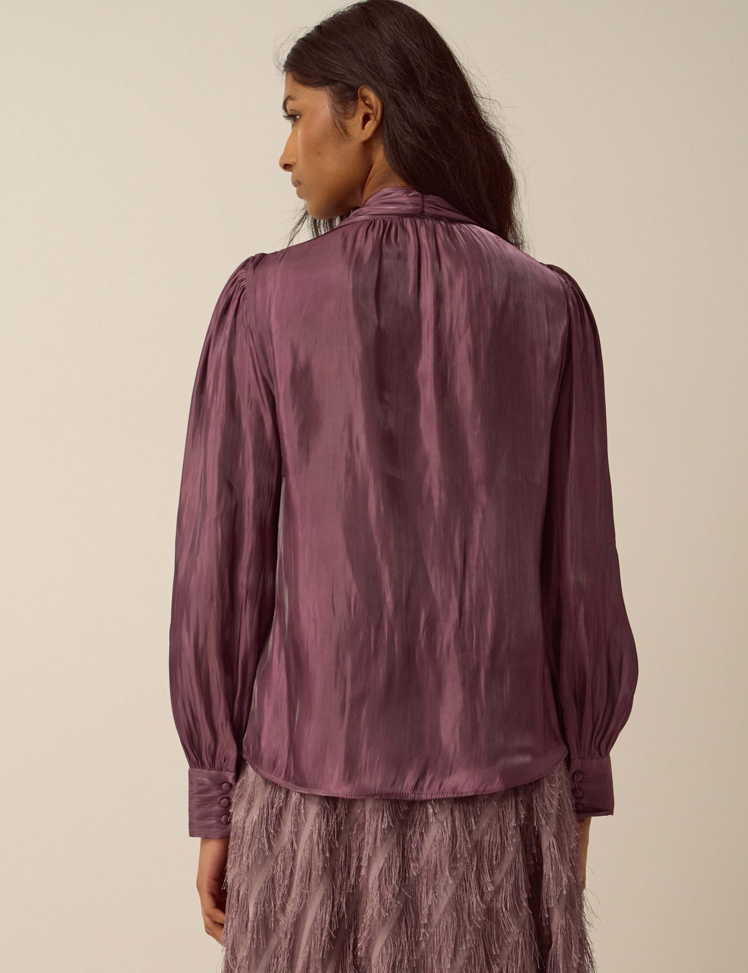 Metallic Tie Neck Blouse 3 of 5