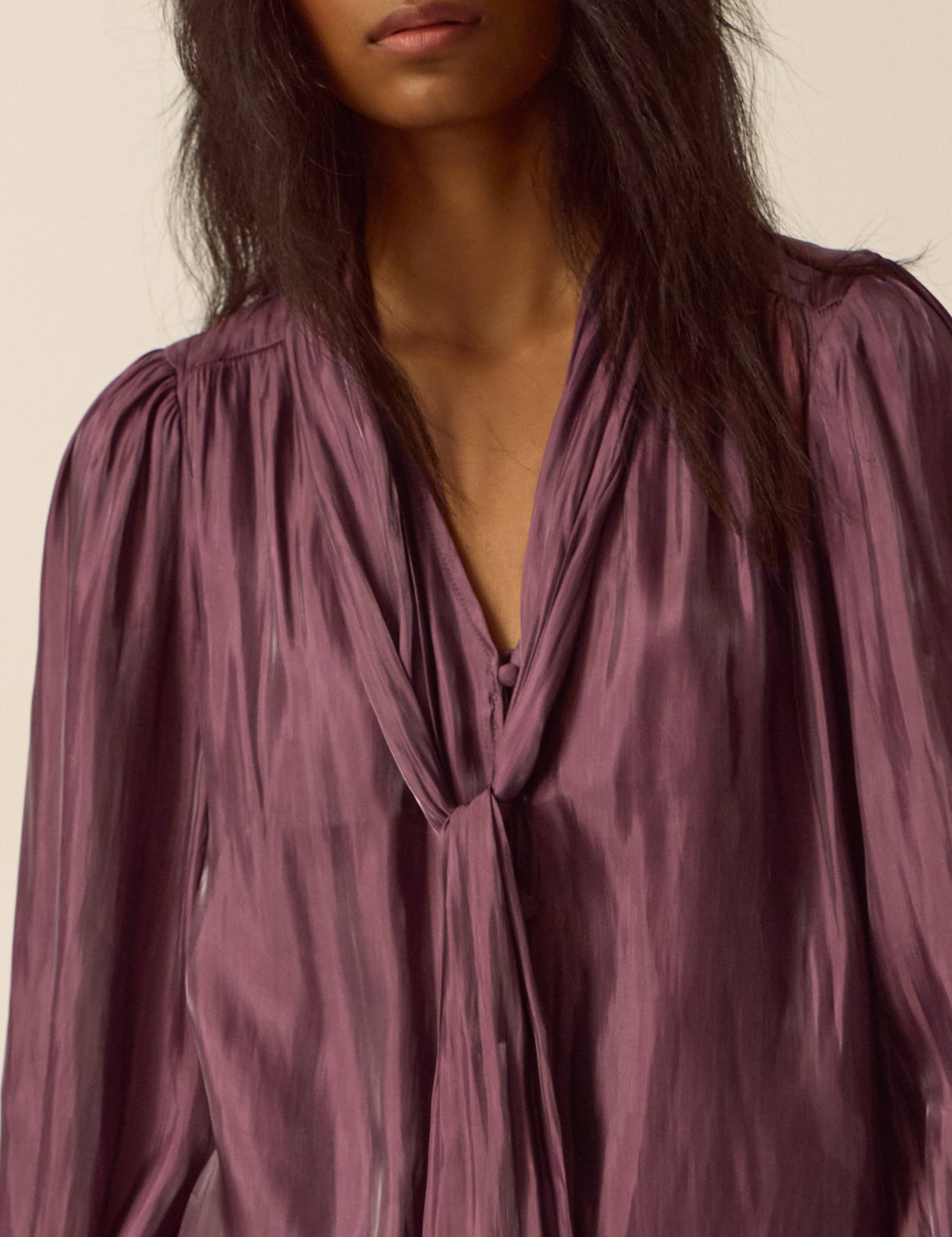 Metallic Tie Neck Blouse 5 of 5