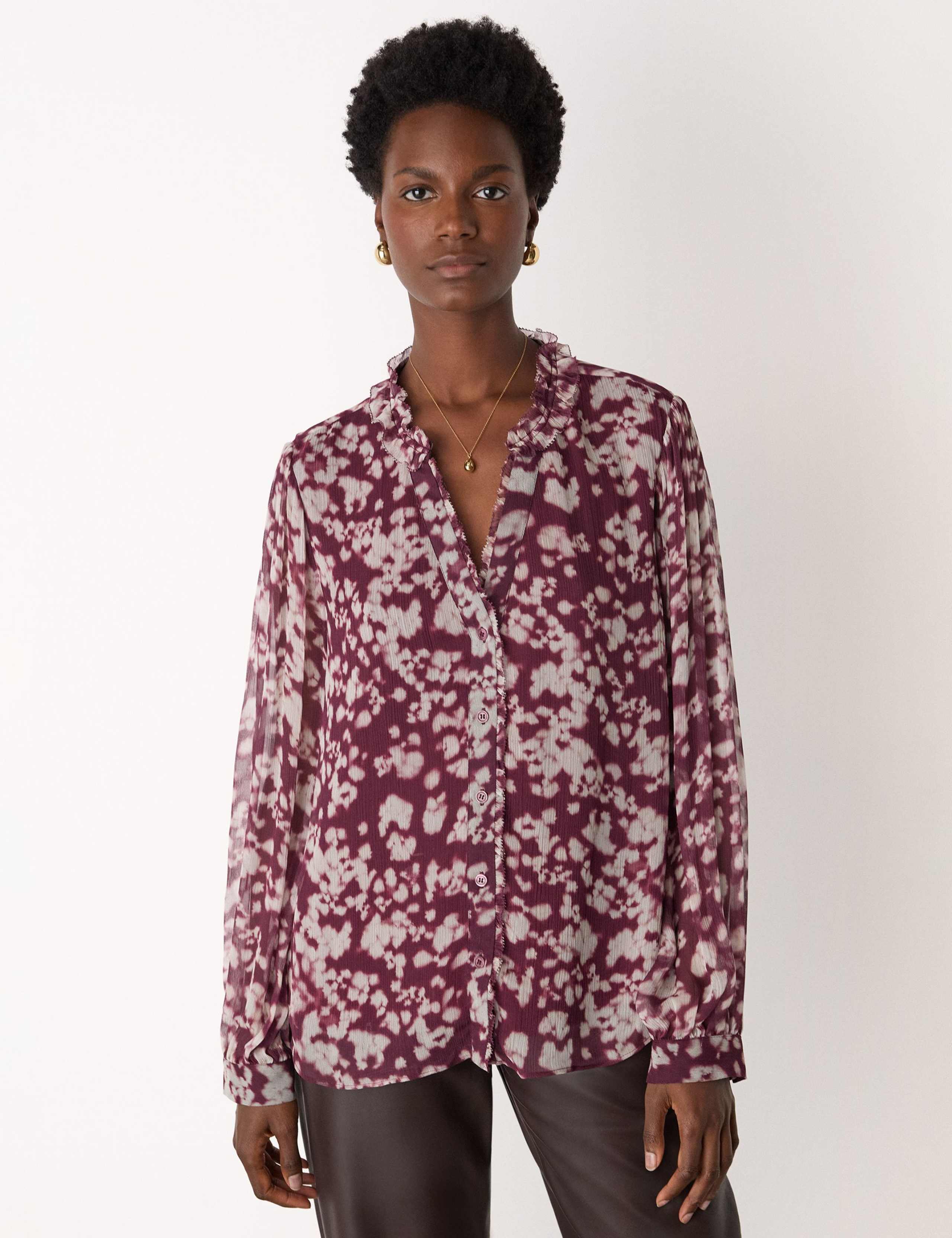 Printed V-Neck Blouse 1 of 4