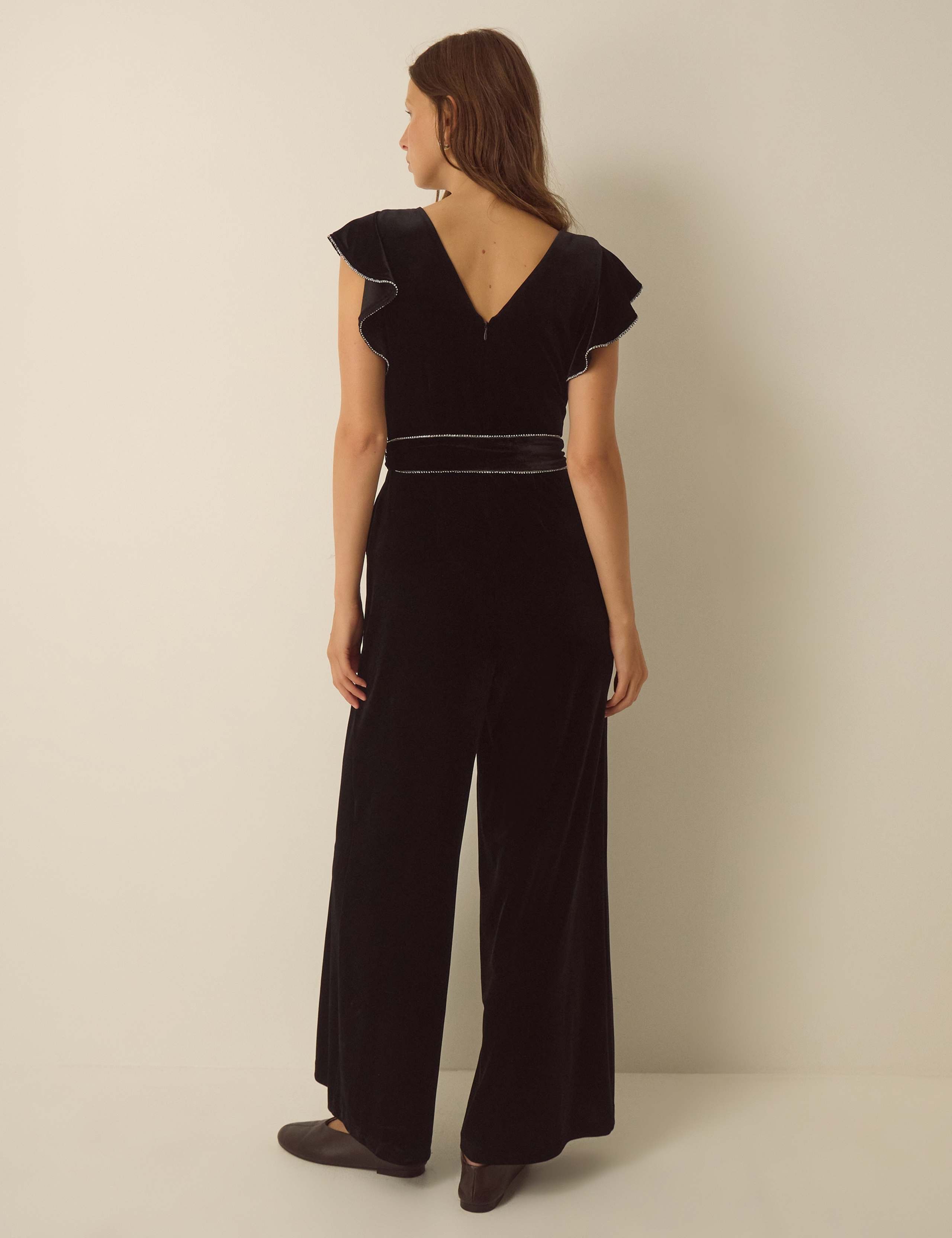 Velvet V Neck Jumpsuit 3 of 5