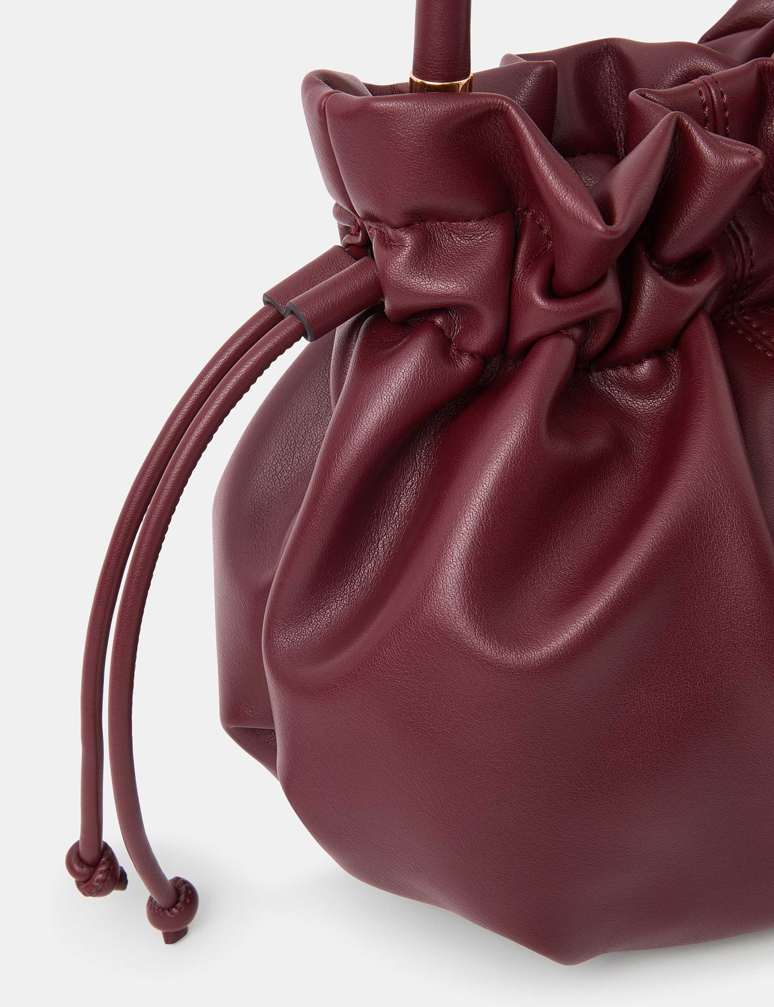 Faux Leather Ruched Drawstring Grab Bag 4 of 4