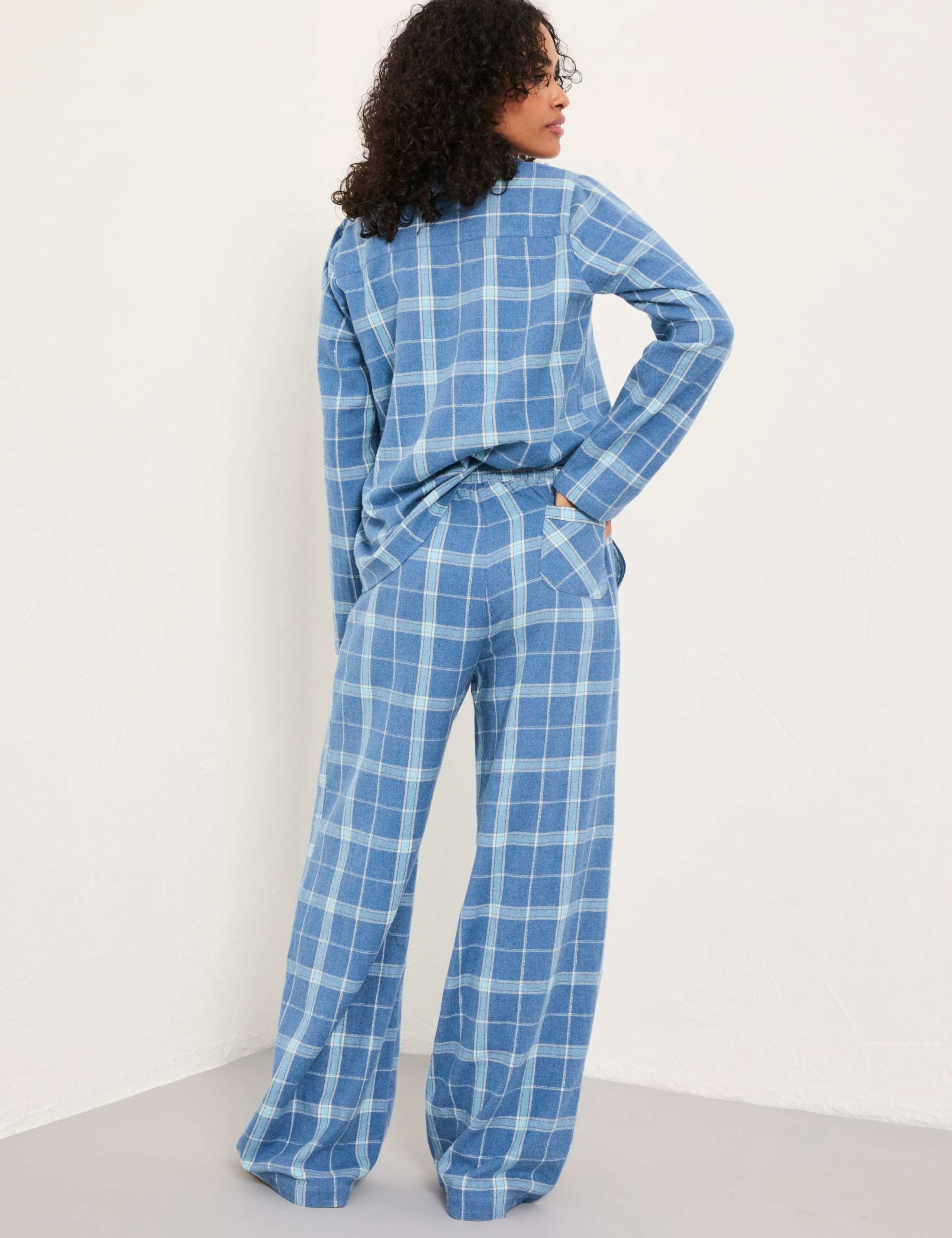Pure Cotton Checked Pyjama Set 3 of 8