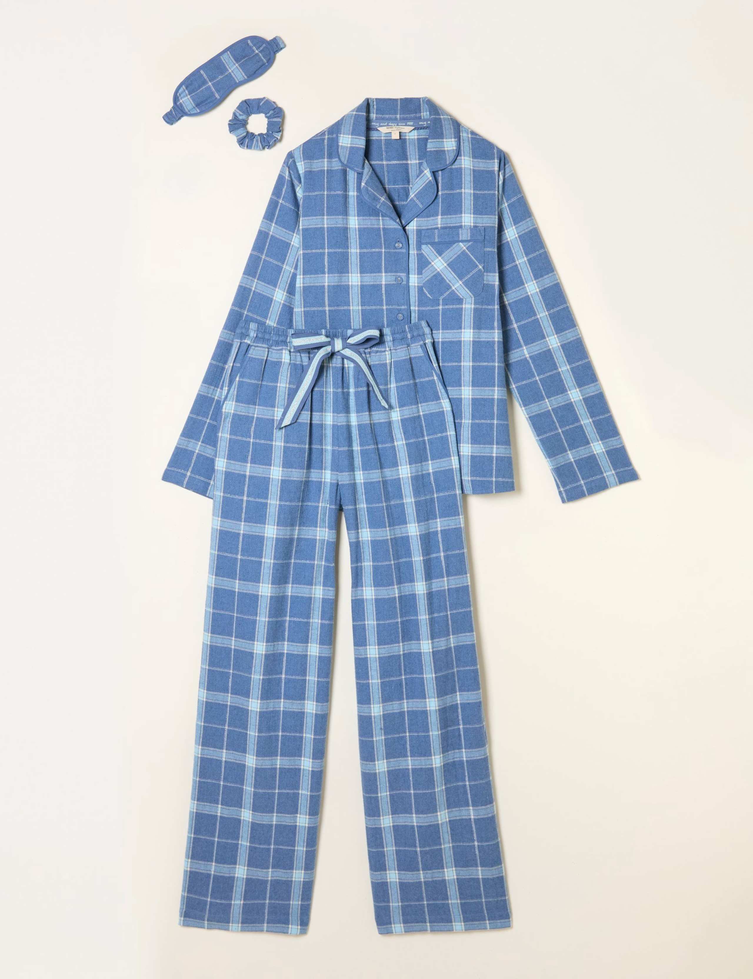 Pure Cotton Checked Pyjama Set 2 of 8