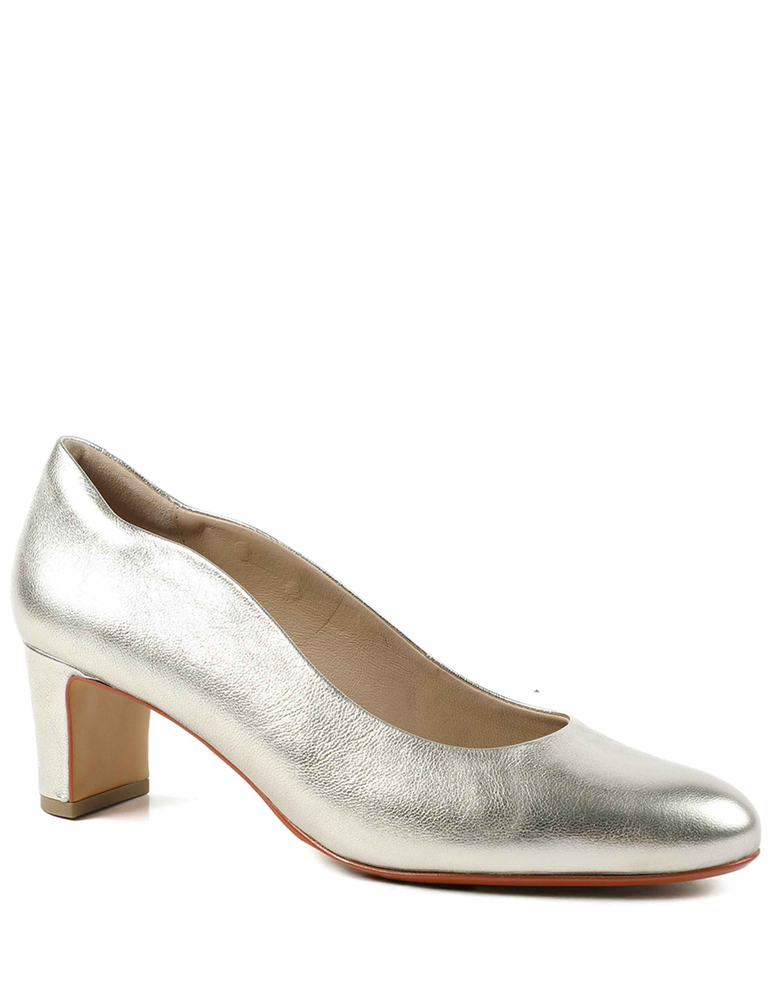 Leather Metallic Block Heel Court Shoes 2 of 6