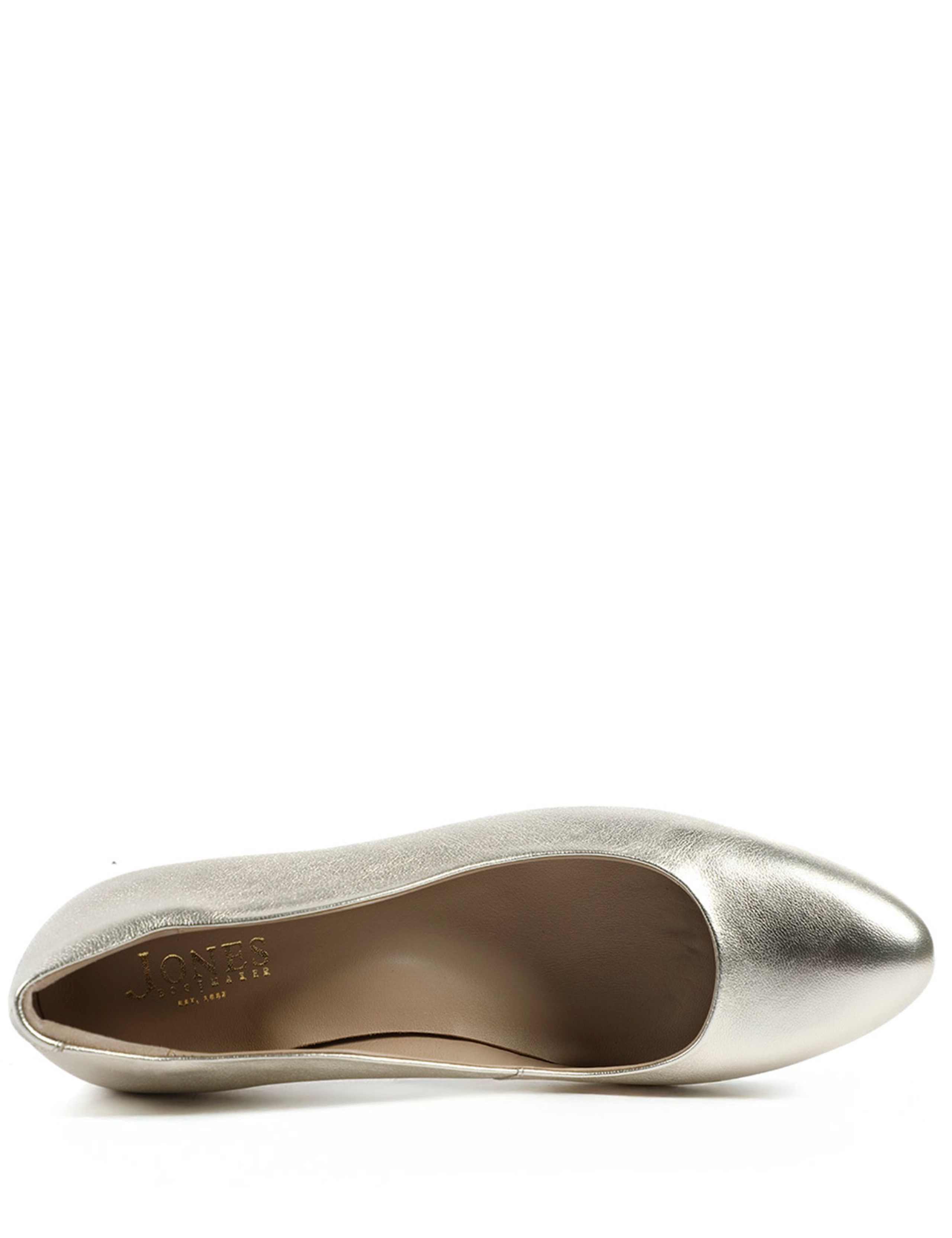 Leather Metallic Block Heel Court Shoes 4 of 6