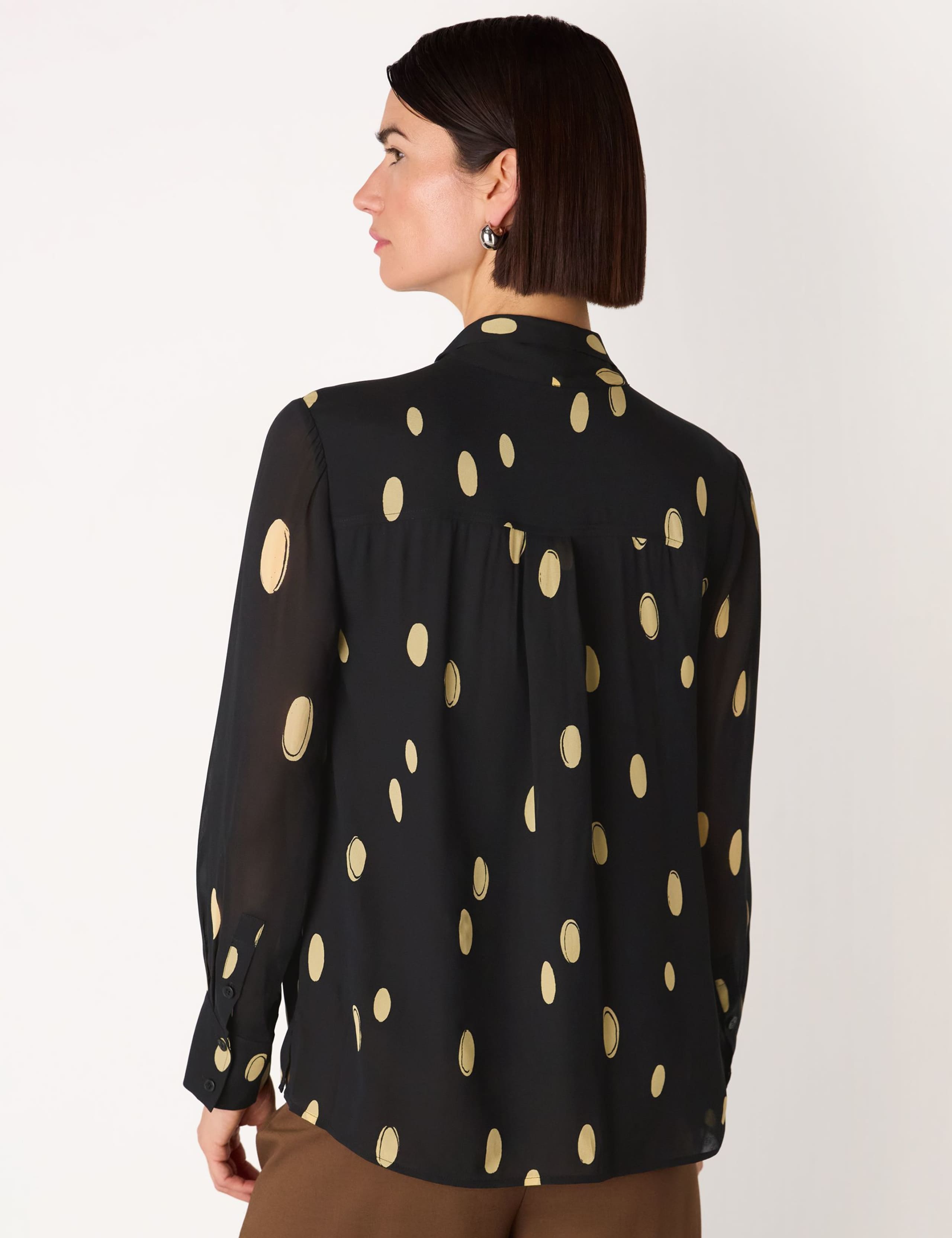 Abstract Spot Tie Neck Blouse 3 of 4