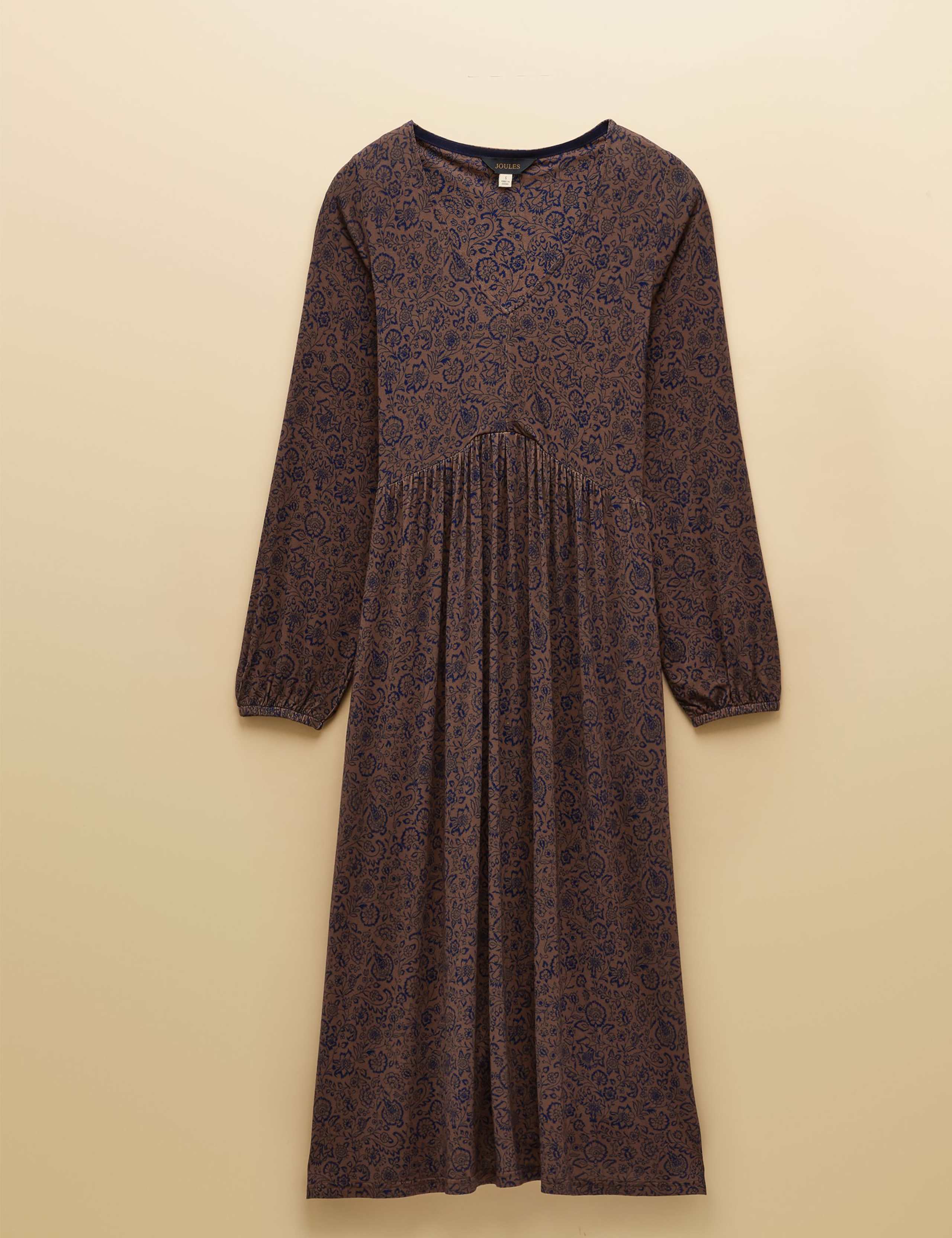 Jersey Floral V-Neck Midi Skater Dress 2 of 8