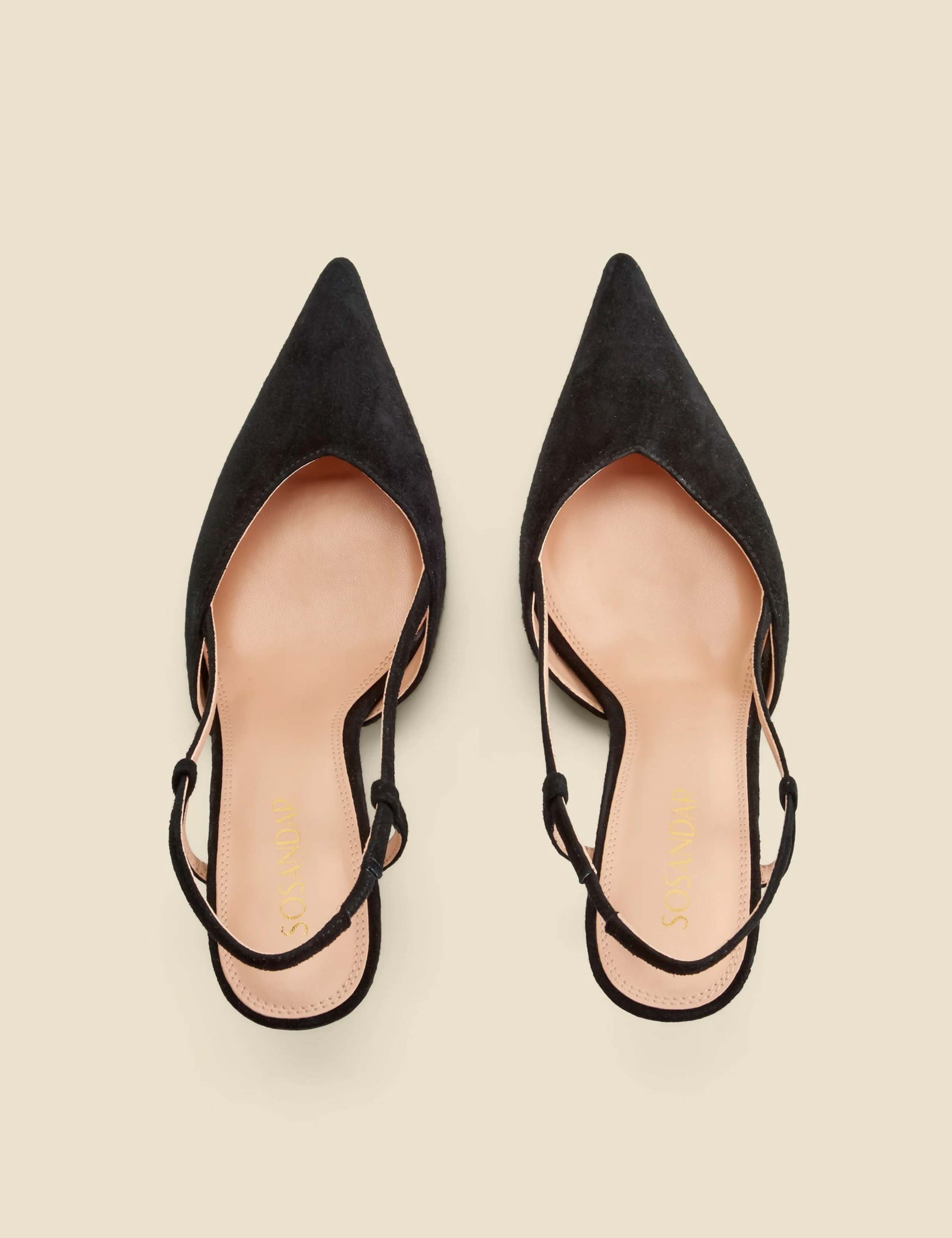 Leather Metallic Stiletto Heel Slingback Shoes 2 of 4