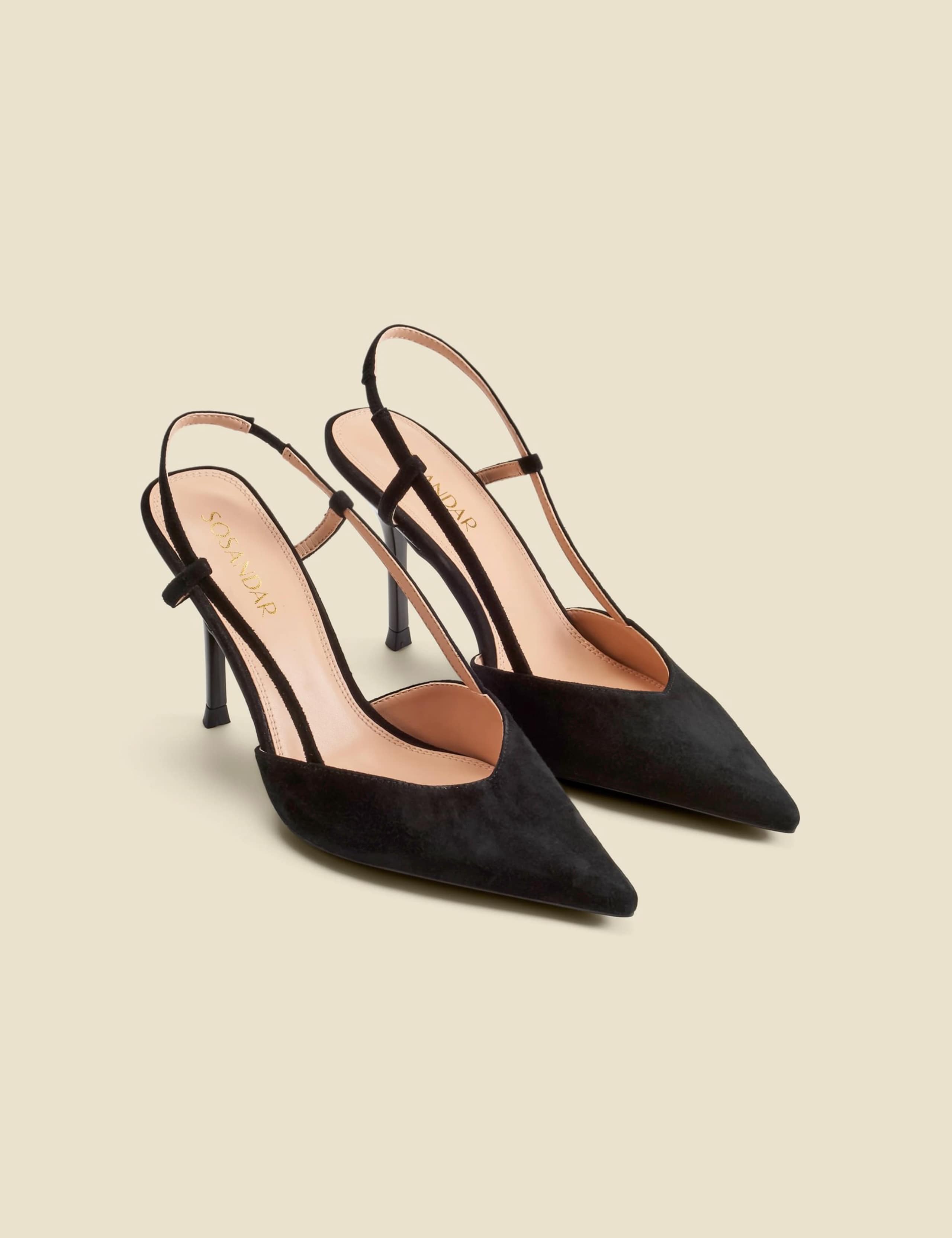 Leather Metallic Stiletto Heel Slingback Shoes 3 of 4