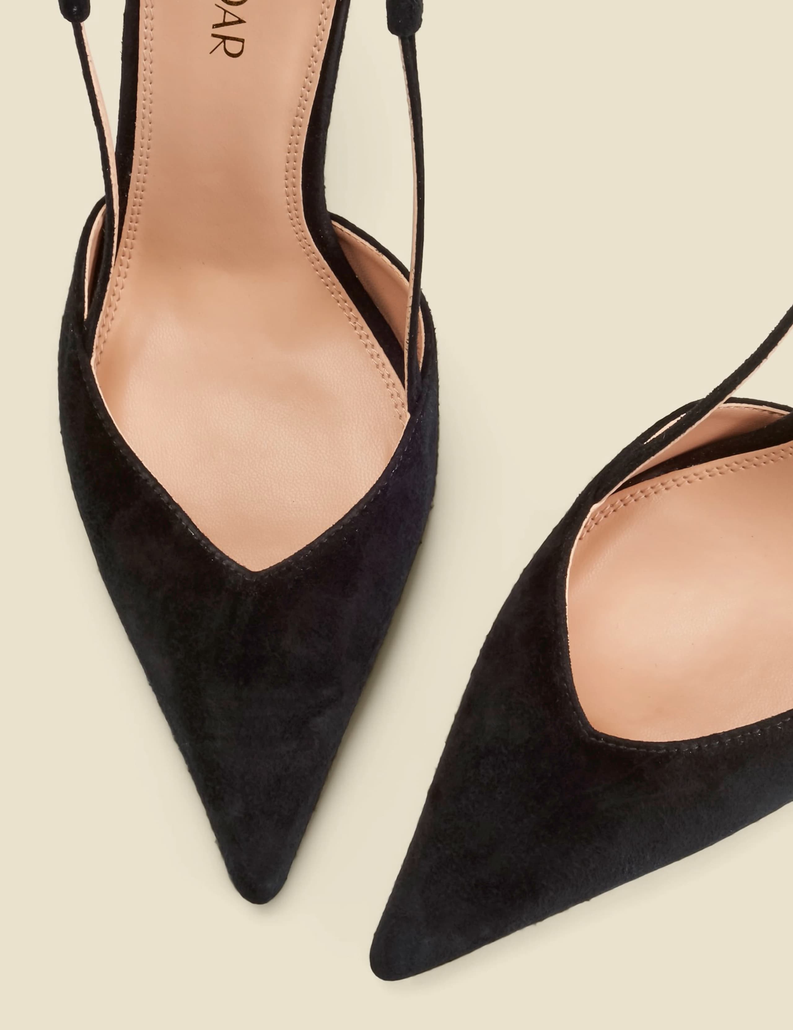 Leather Metallic Stiletto Heel Slingback Shoes 4 of 4