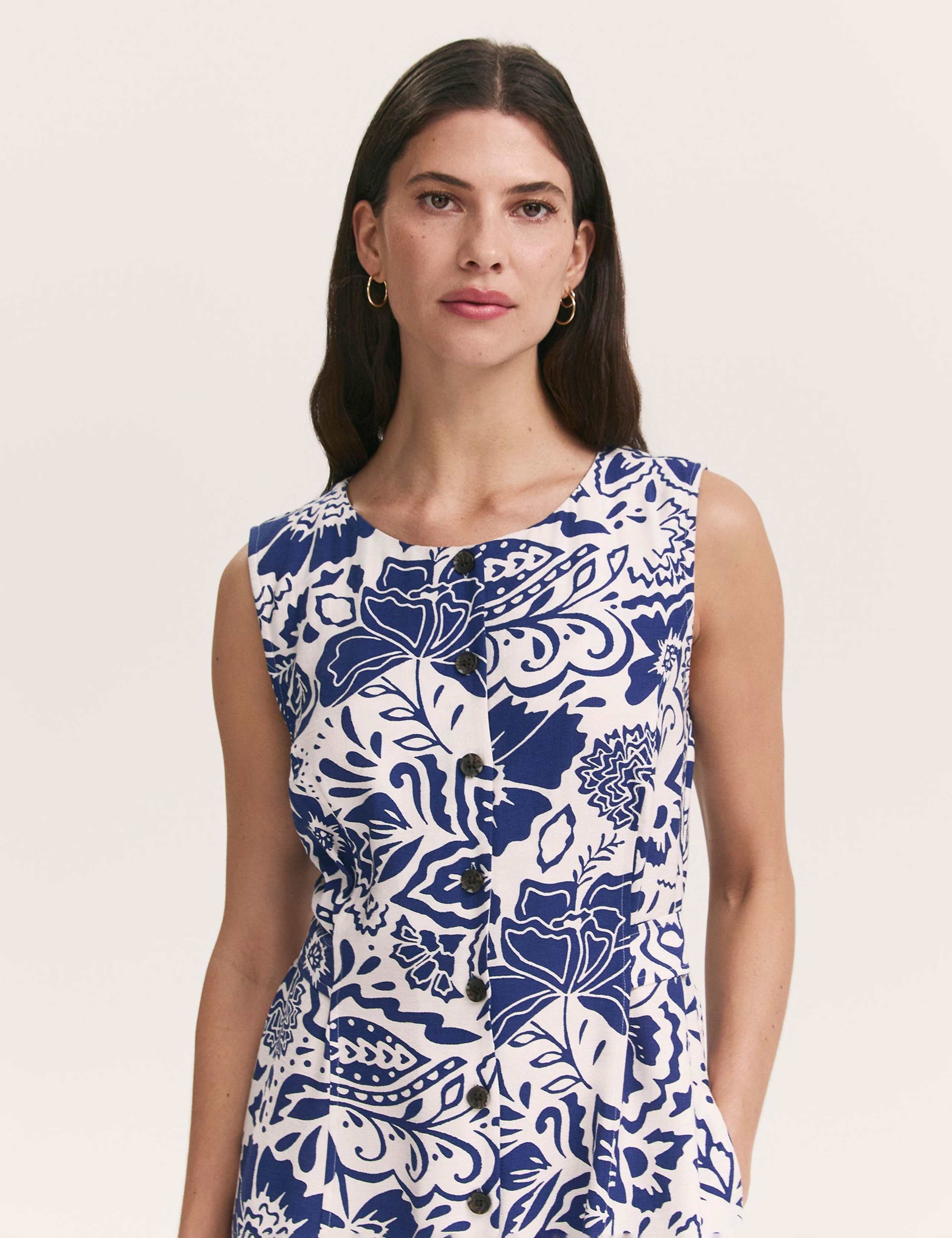 Printed Button Through Midi Skater Dress 4 of 4