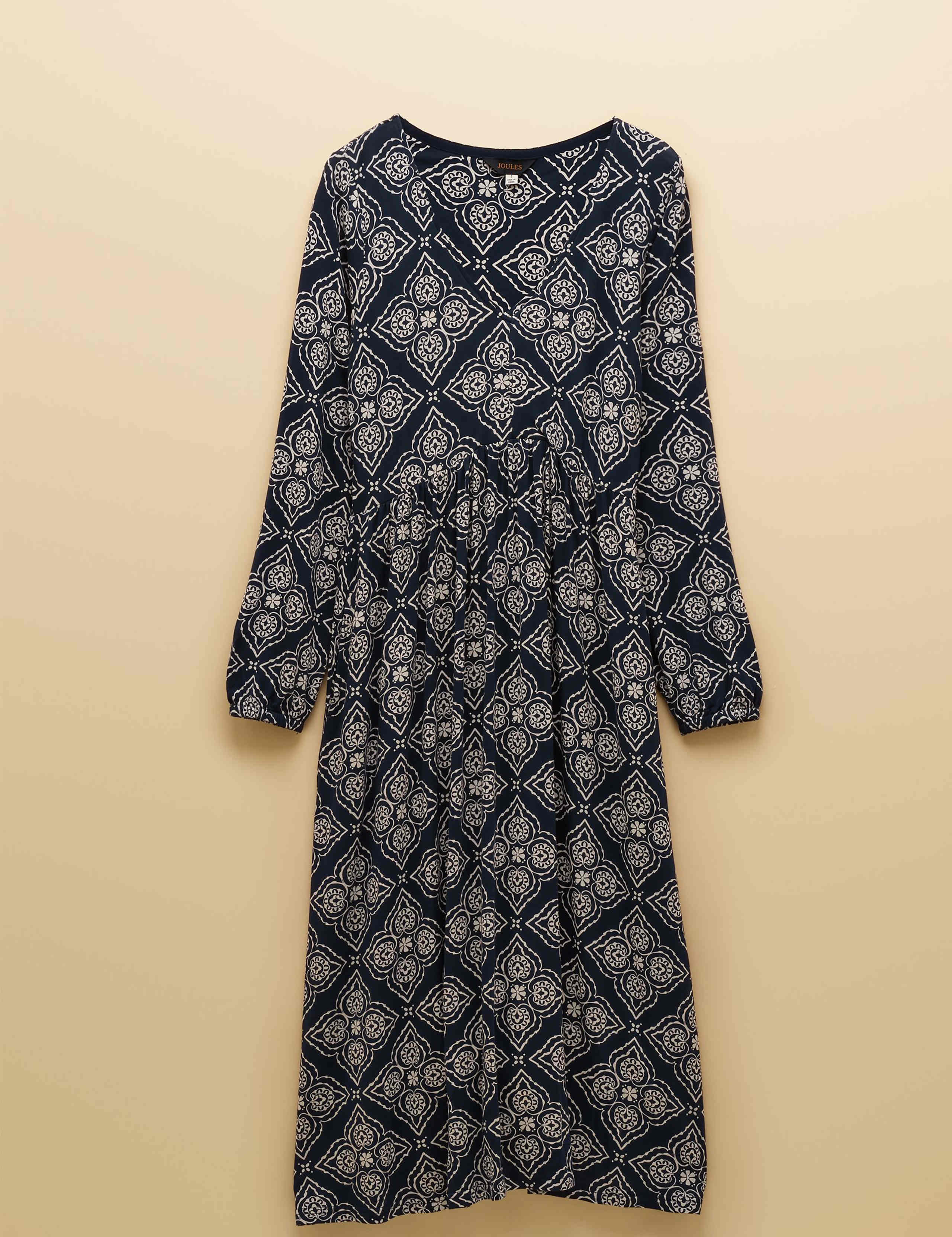 Jersey Geometric V-Neck Midi Skater Dress 2 of 8