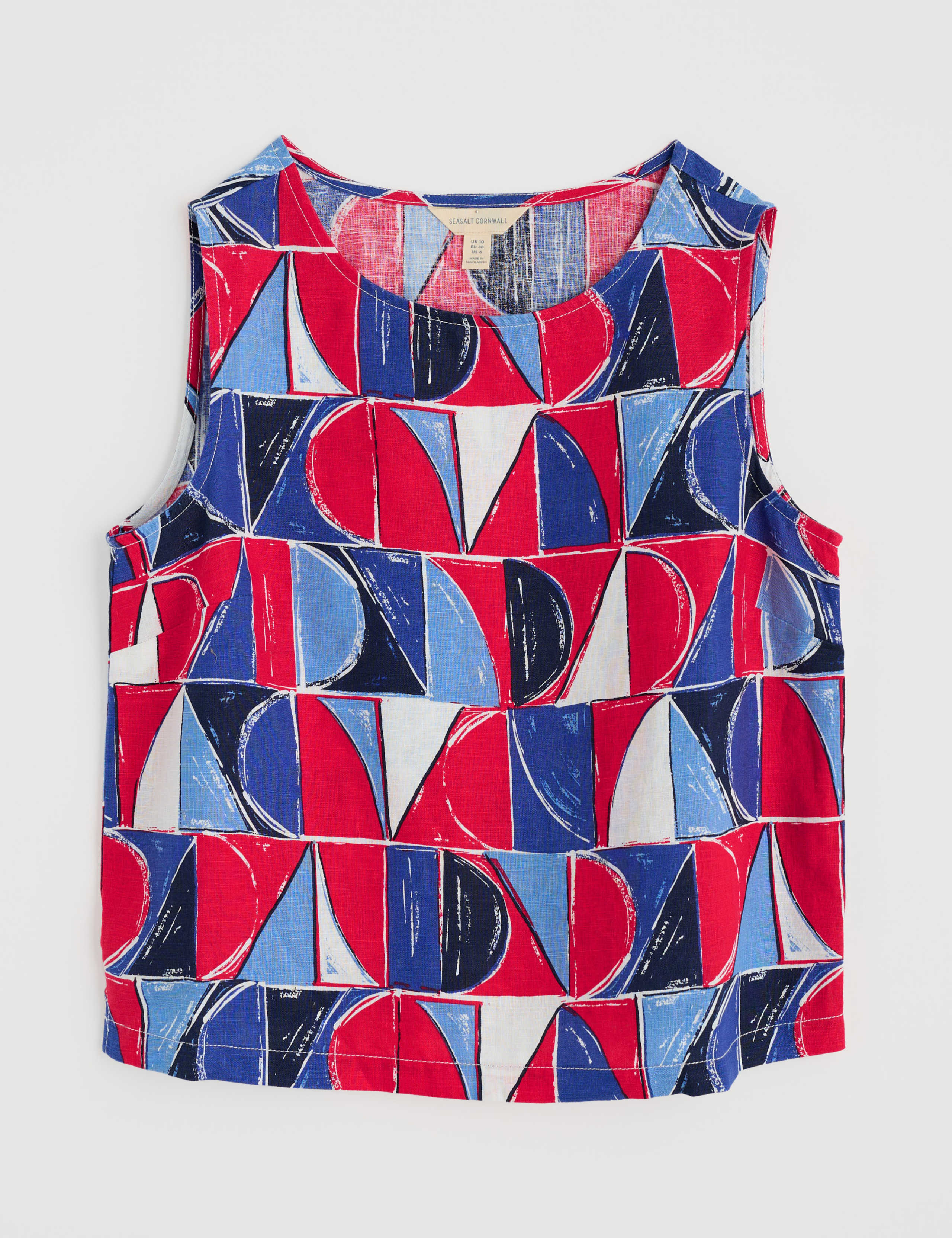 Pure Linen Geometric Relaxed Vest Top 2 of 4
