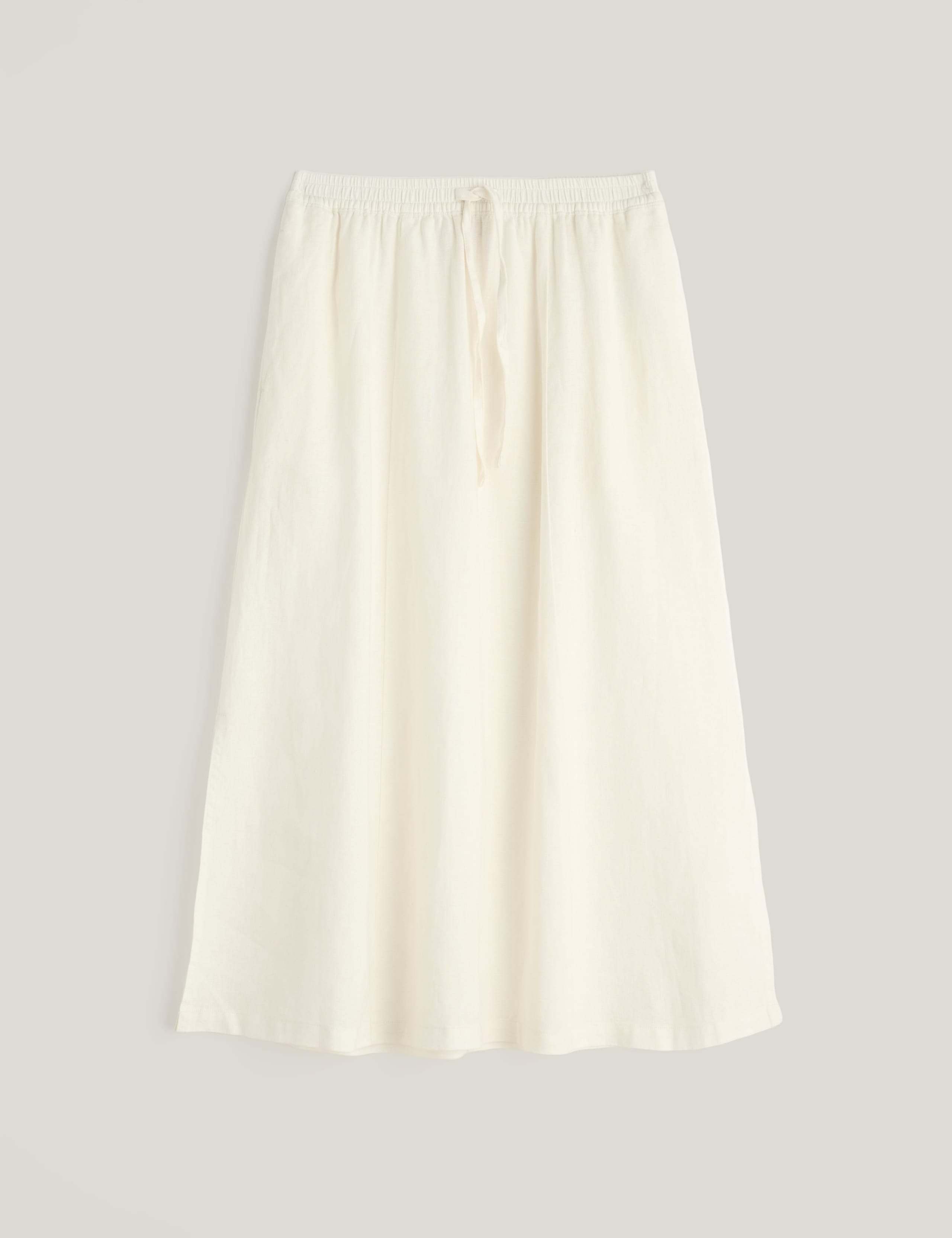 Pure Linen Side Split Midi A-Line Skirt 2 of 5