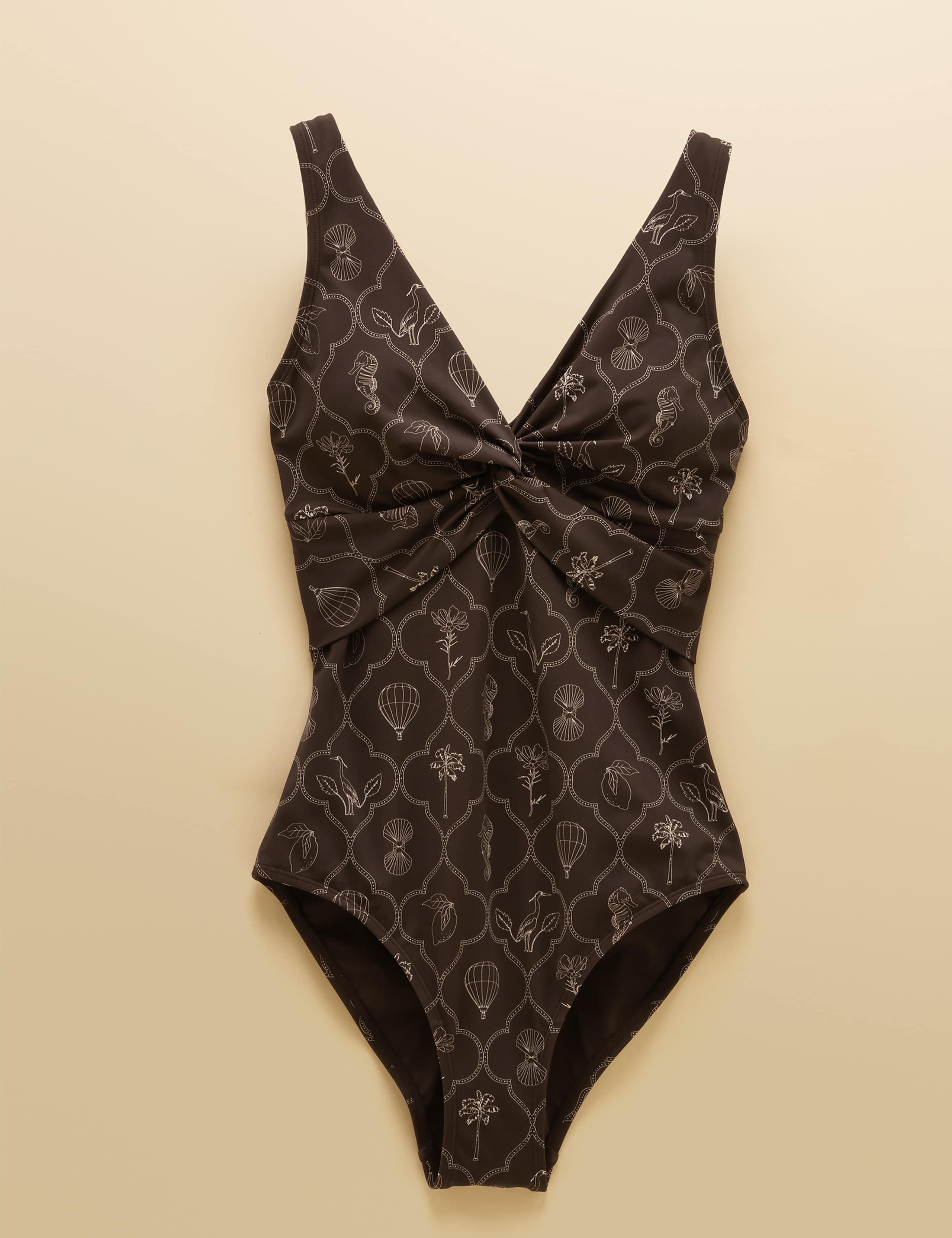 Printed Knot Front Plunge Swimsuit 2 of 8