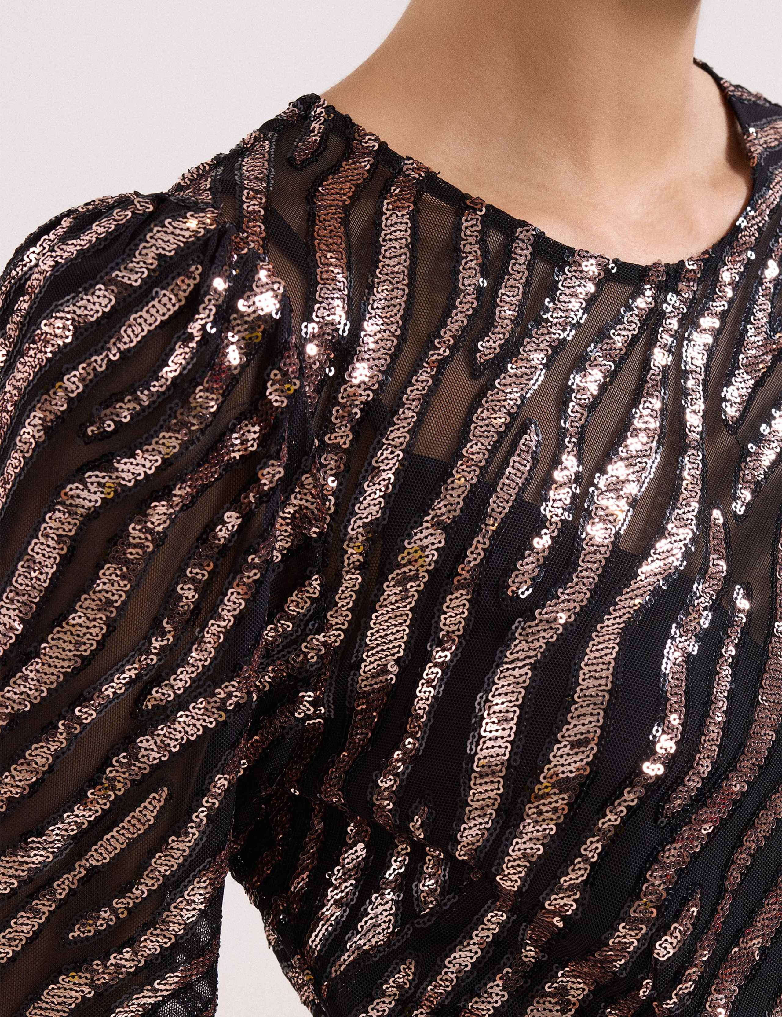 Animal Print Sequin Midi Column Dress 7 of 7