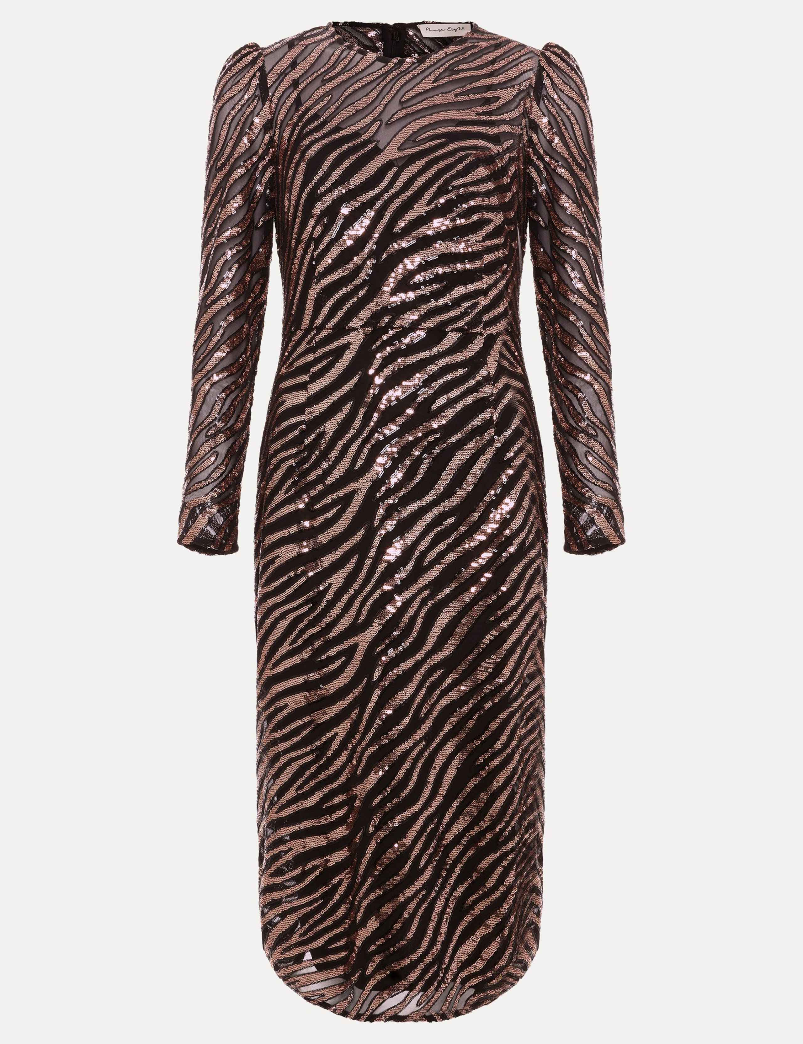Animal Print Sequin Midi Column Dress 2 of 7