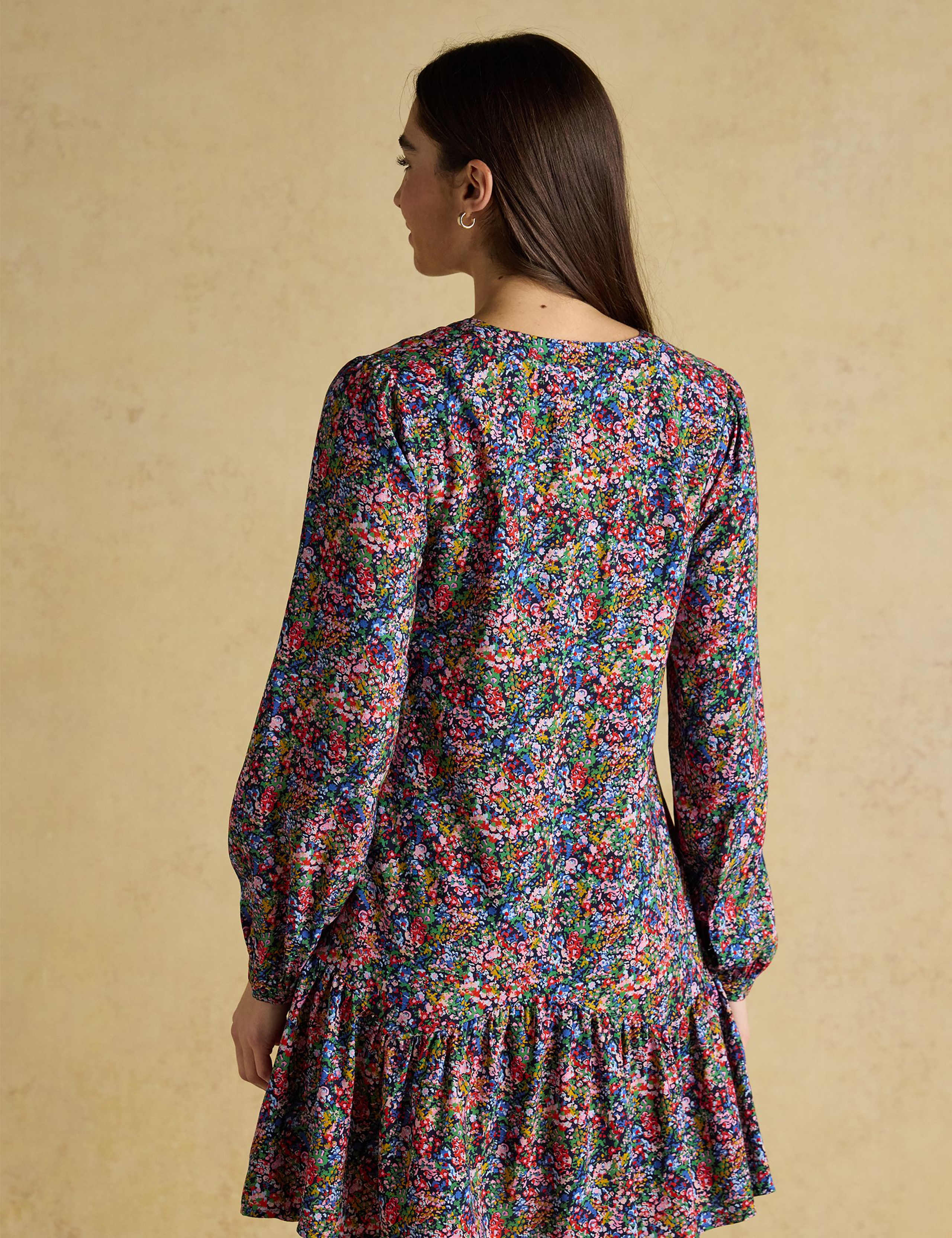 Ditsy Floral V-Neck Mini Drop Waist Dress 4 of 7