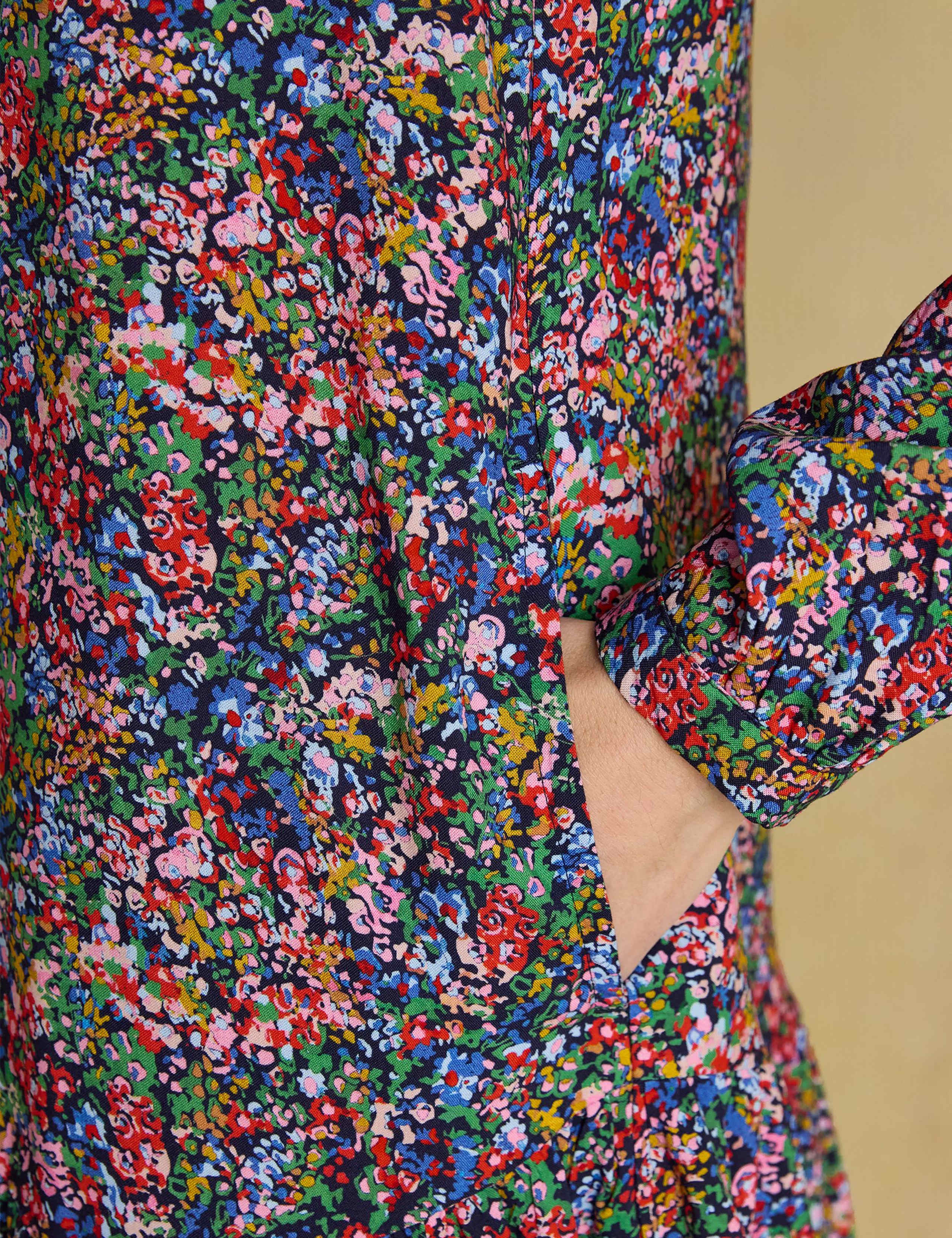 Ditsy Floral V-Neck Mini Drop Waist Dress 6 of 7