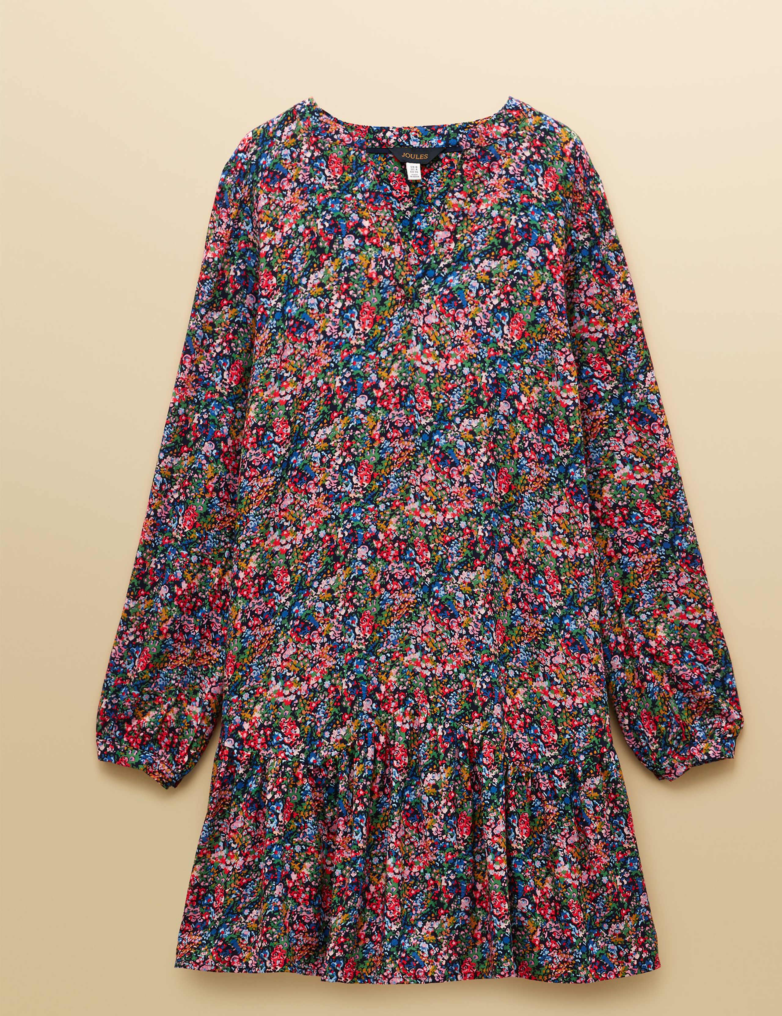 Ditsy Floral V-Neck Mini Drop Waist Dress 2 of 7