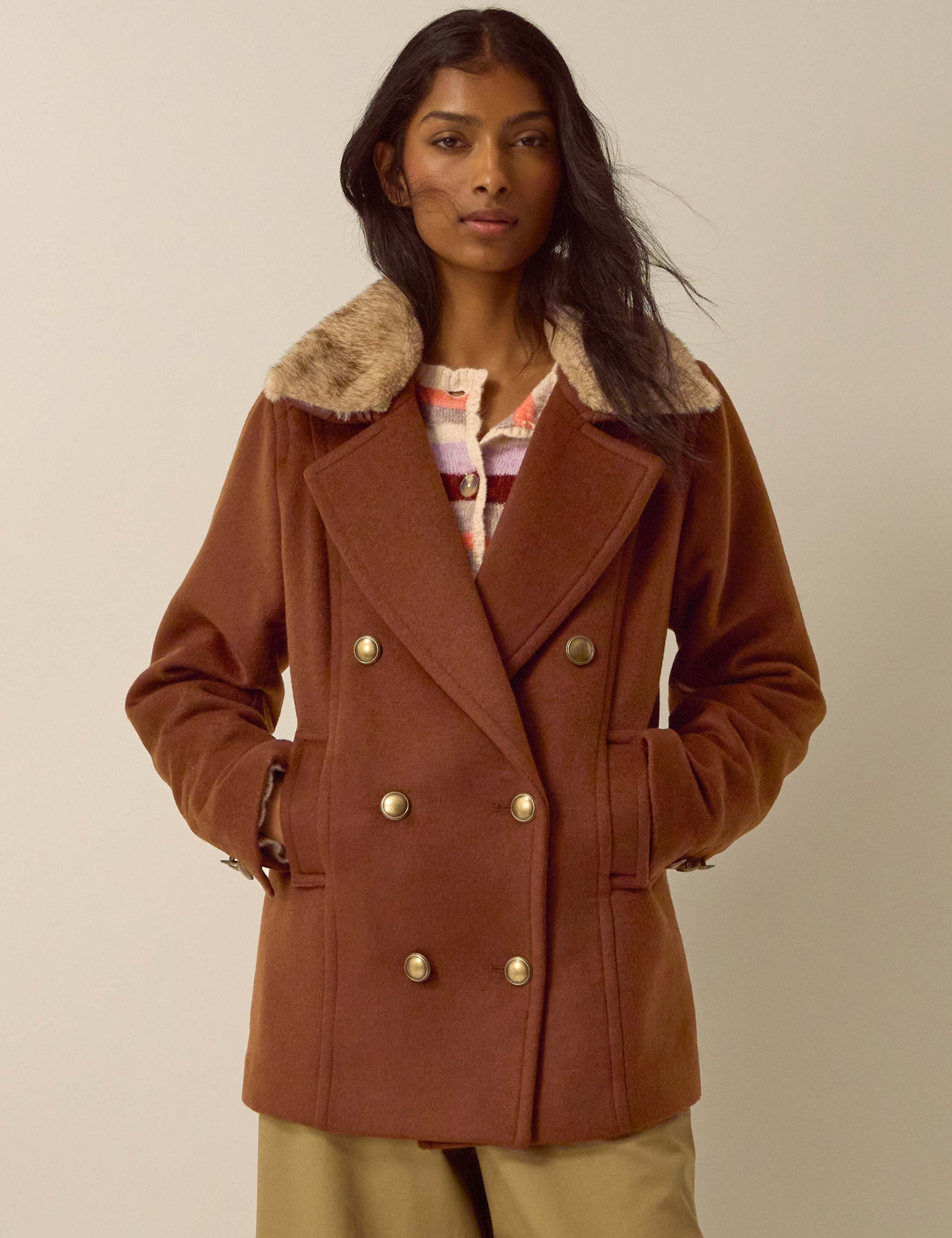 Wool Blend Collared Pea Coat 1 of 4