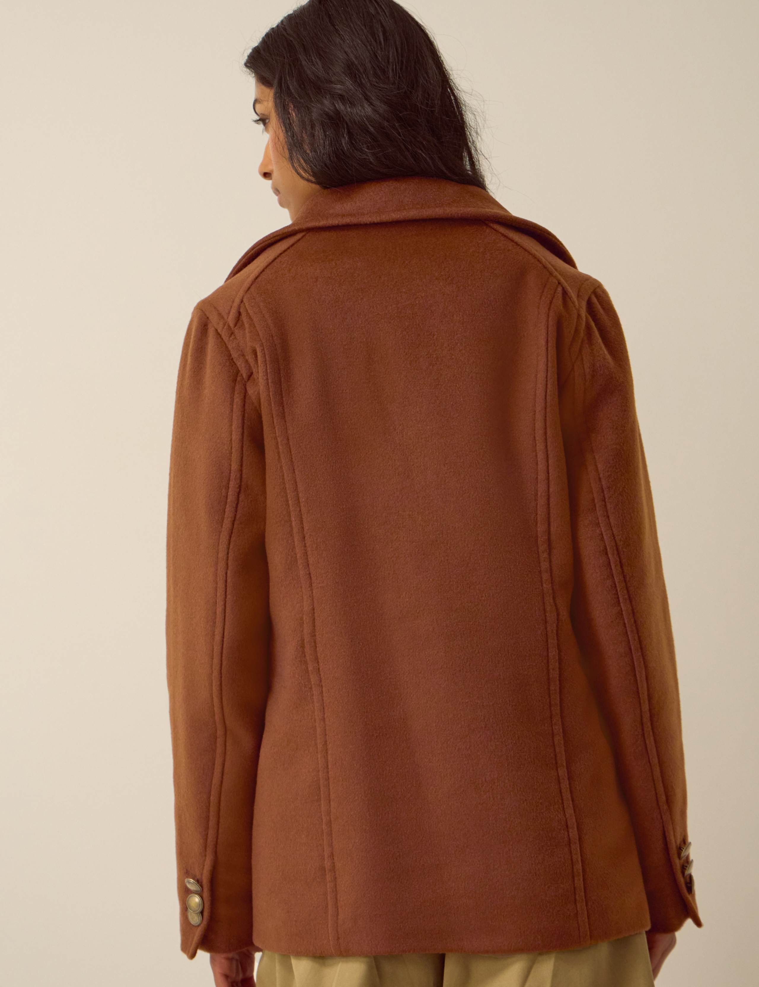 Wool Blend Collared Pea Coat 3 of 4