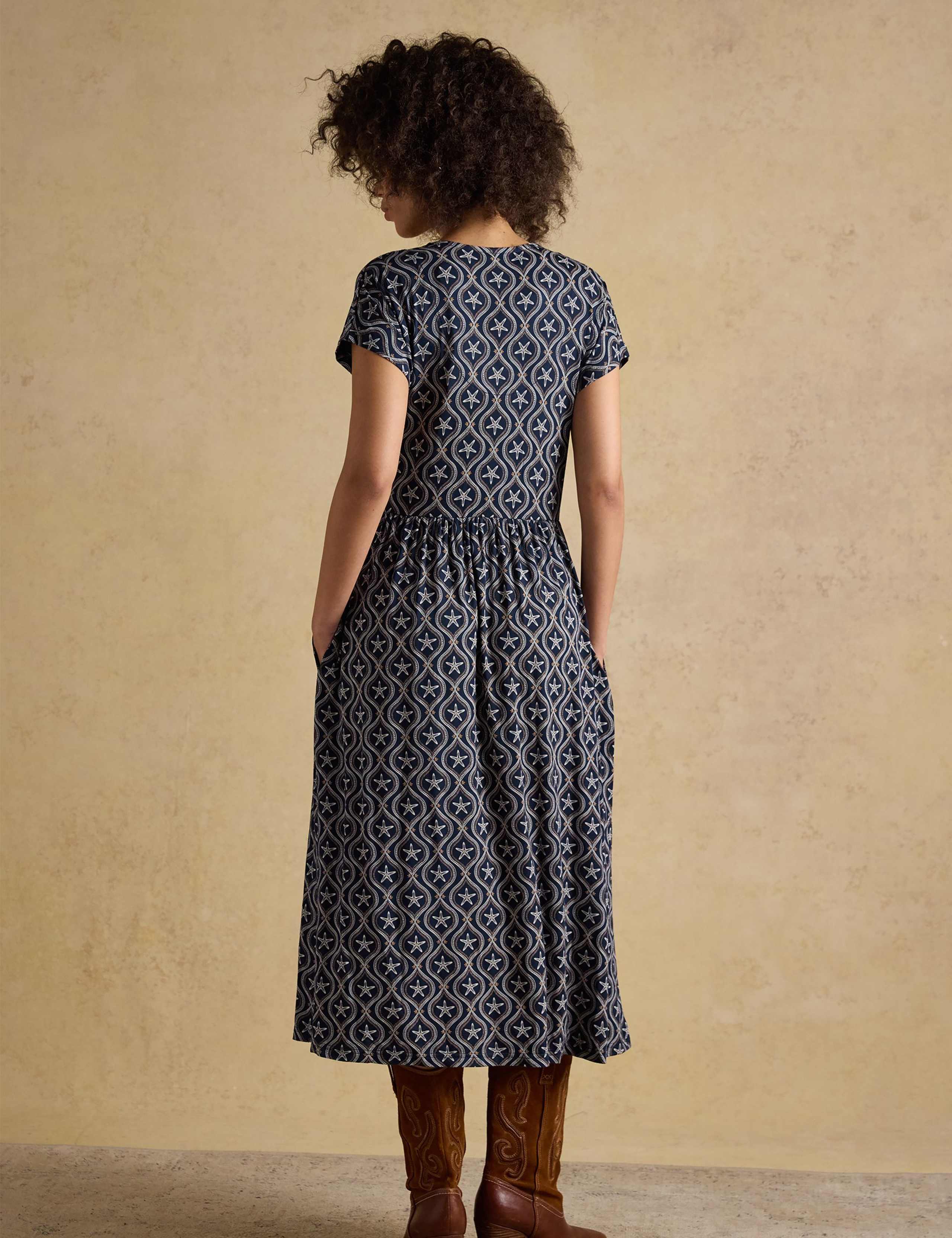 Printed V-Neck Midi Skater Dress 4 of 7