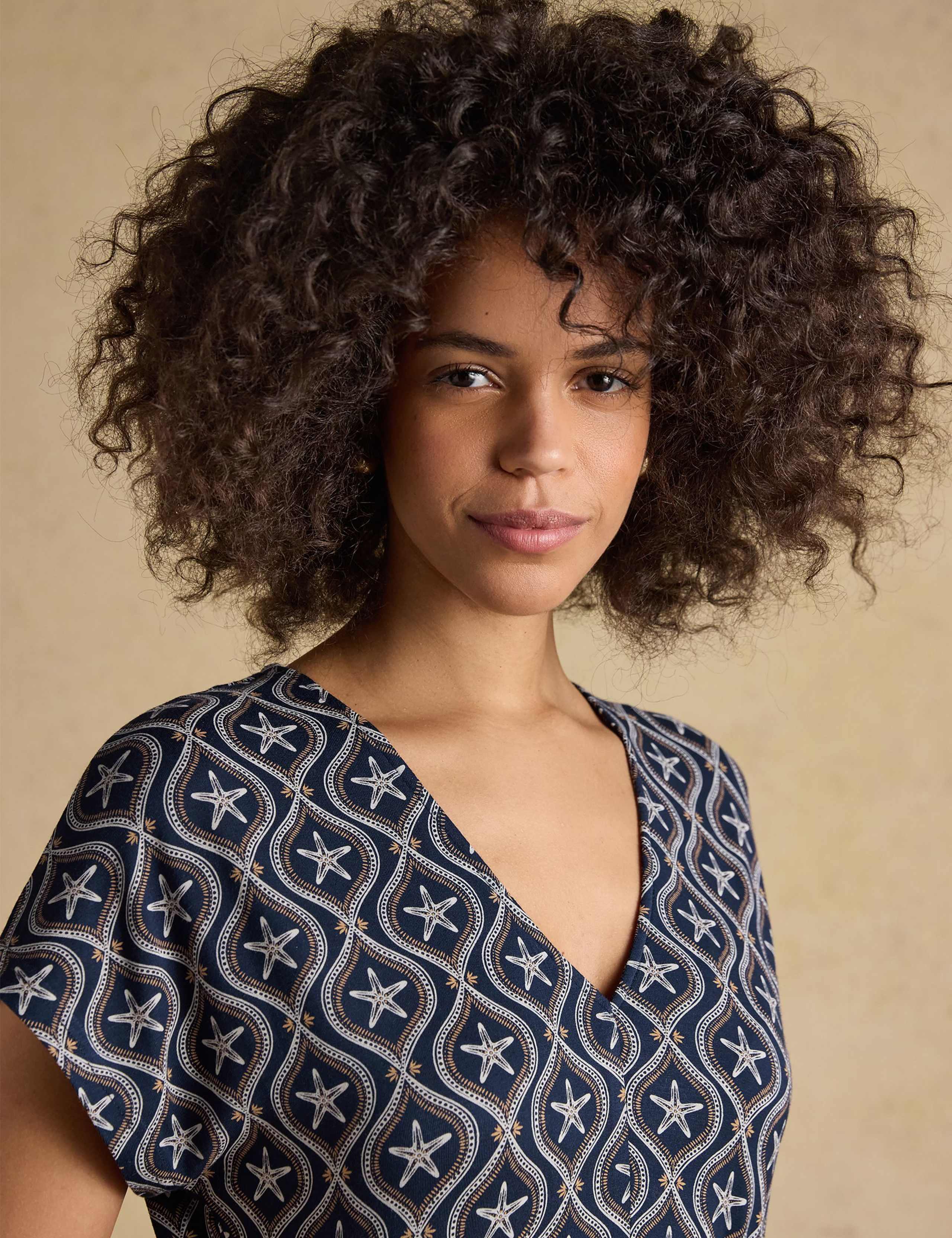 Printed V-Neck Midi Skater Dress 5 of 7