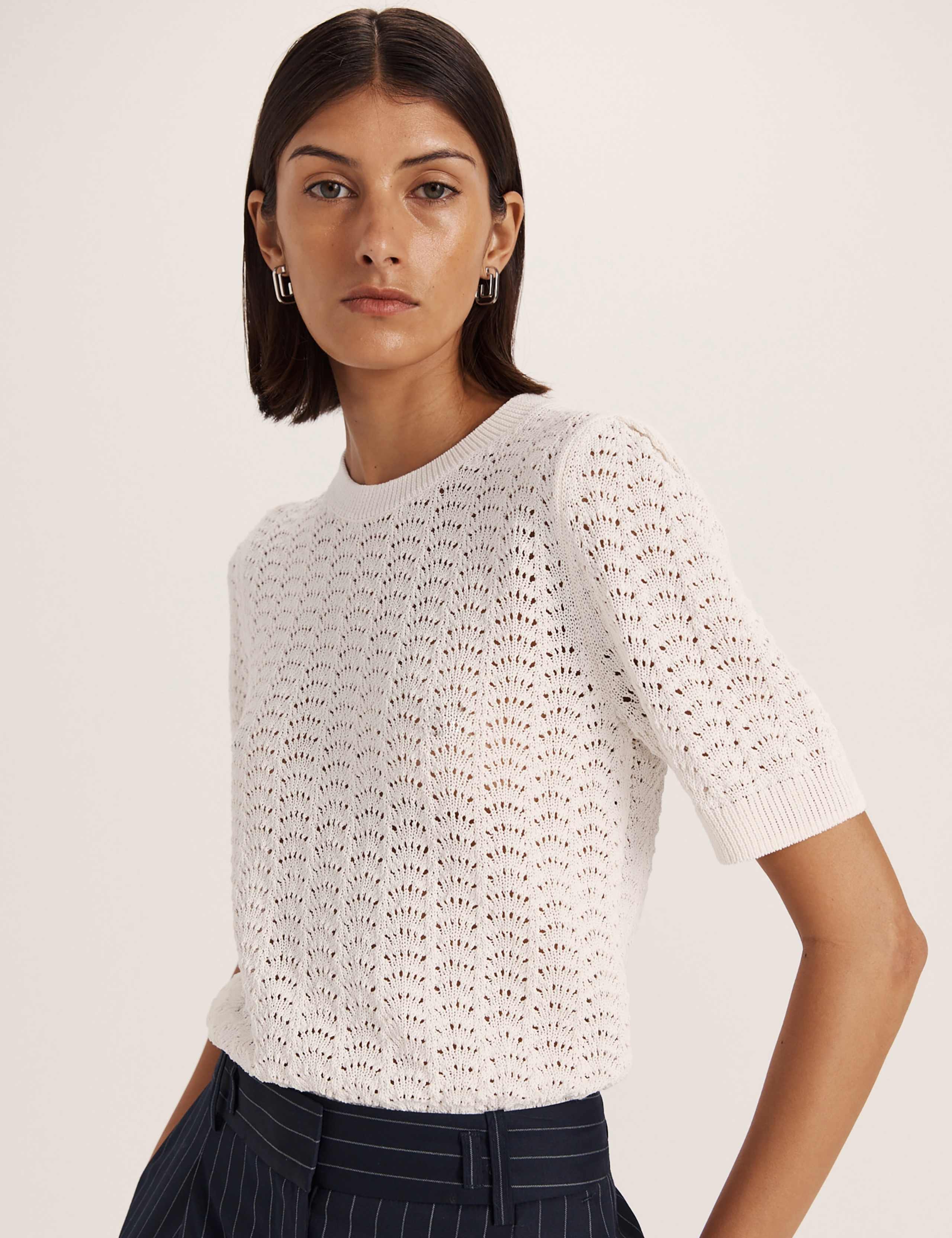 Cotton Rich Crochet Knit Top 8 of 8