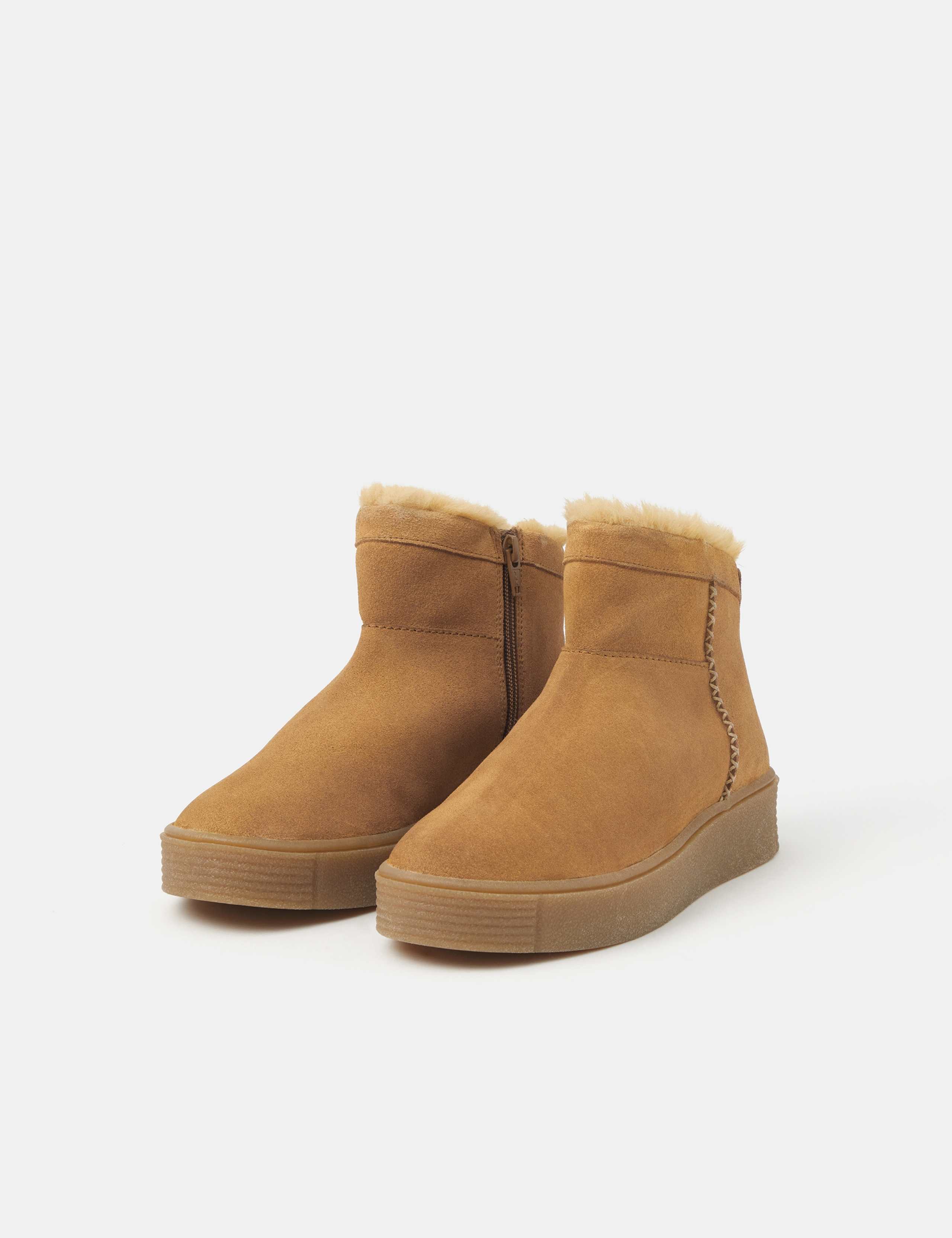 Suede Faux Fur Lined Ankle Boots 2 of 3