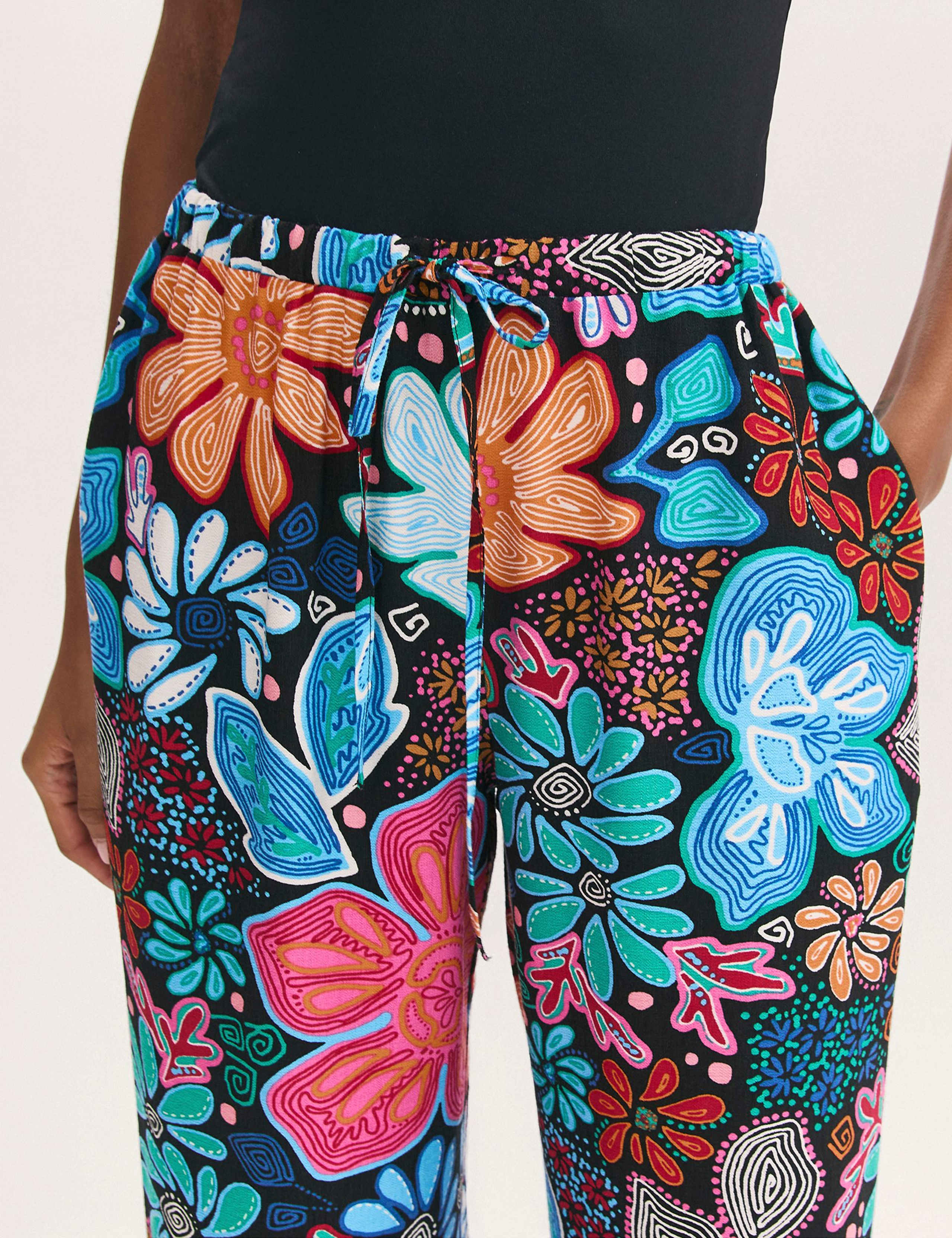 Floral Drawstring Wide Leg Trousers 3 of 3