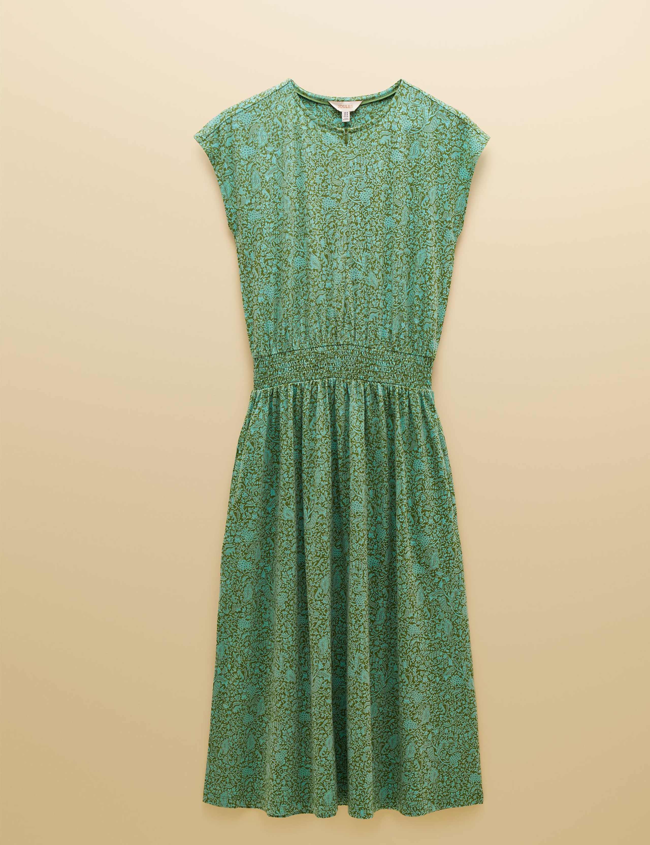 Pure Cotton Floral Midi Shirred Dress 2 of 8