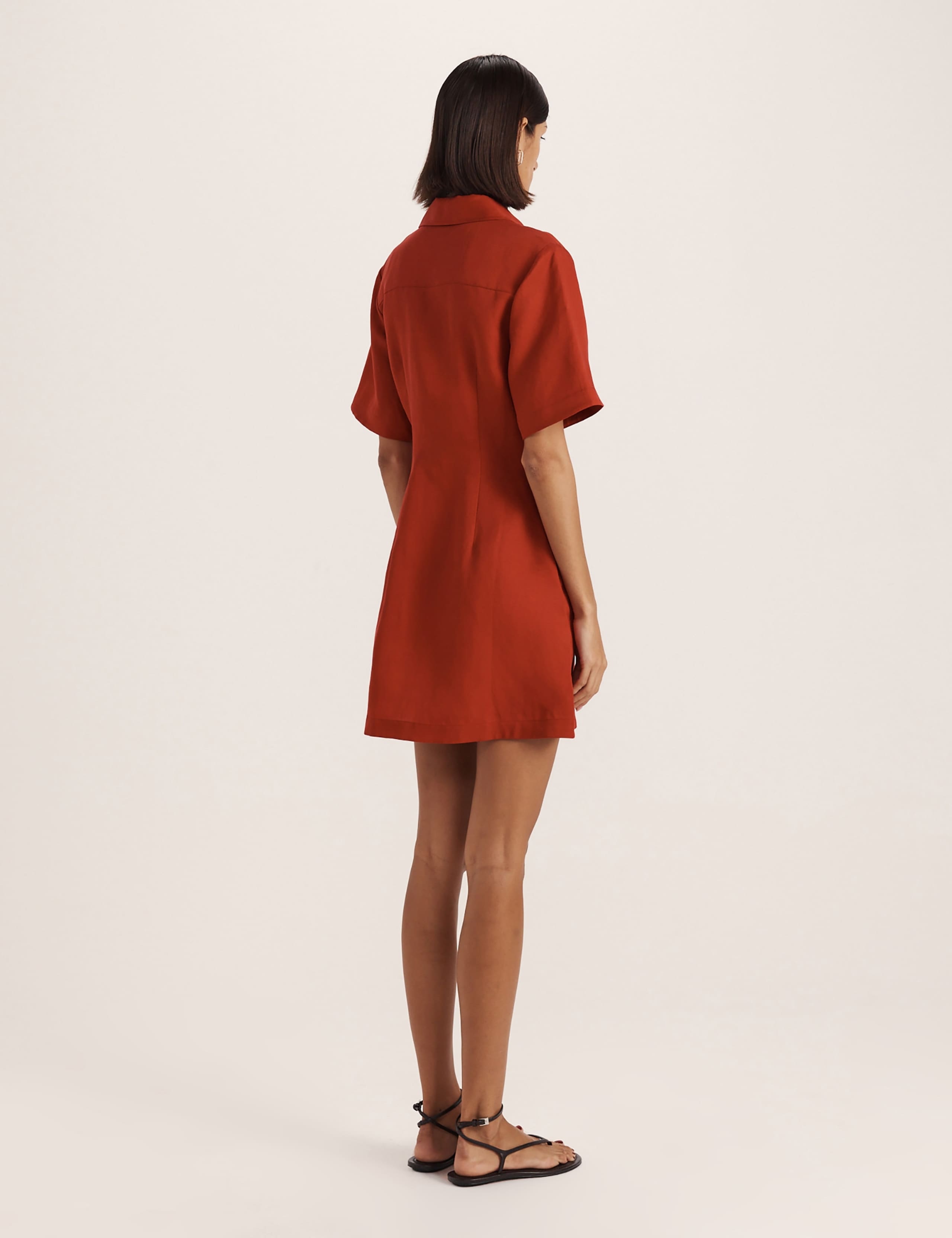 Linen Blend Mini Shirt Dress 4 of 6