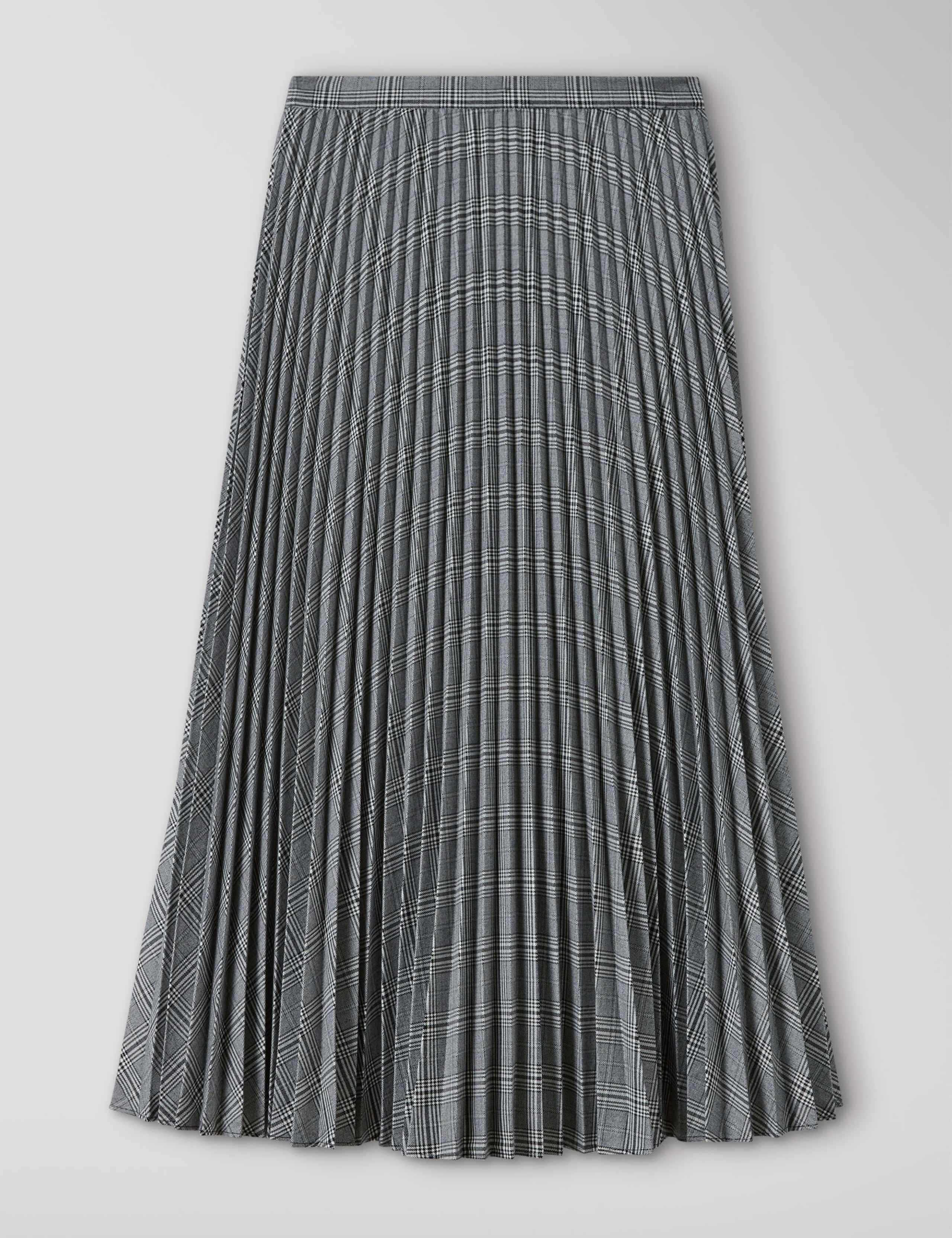 Checked Pleated Midi A-Line Skirt 2 of 7
