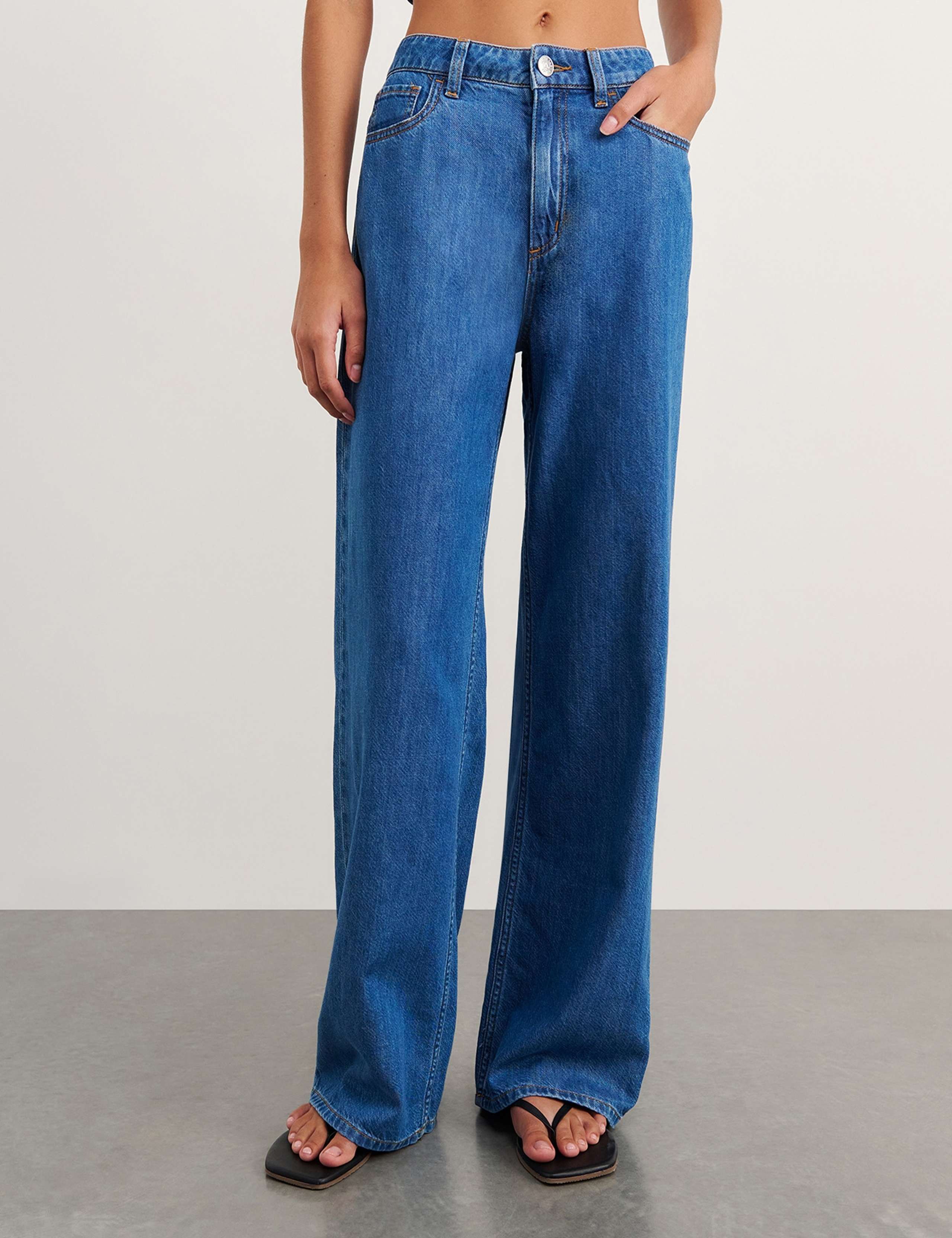Lyocell Blend Mid Rise Straight Leg Jeans 2 of 5