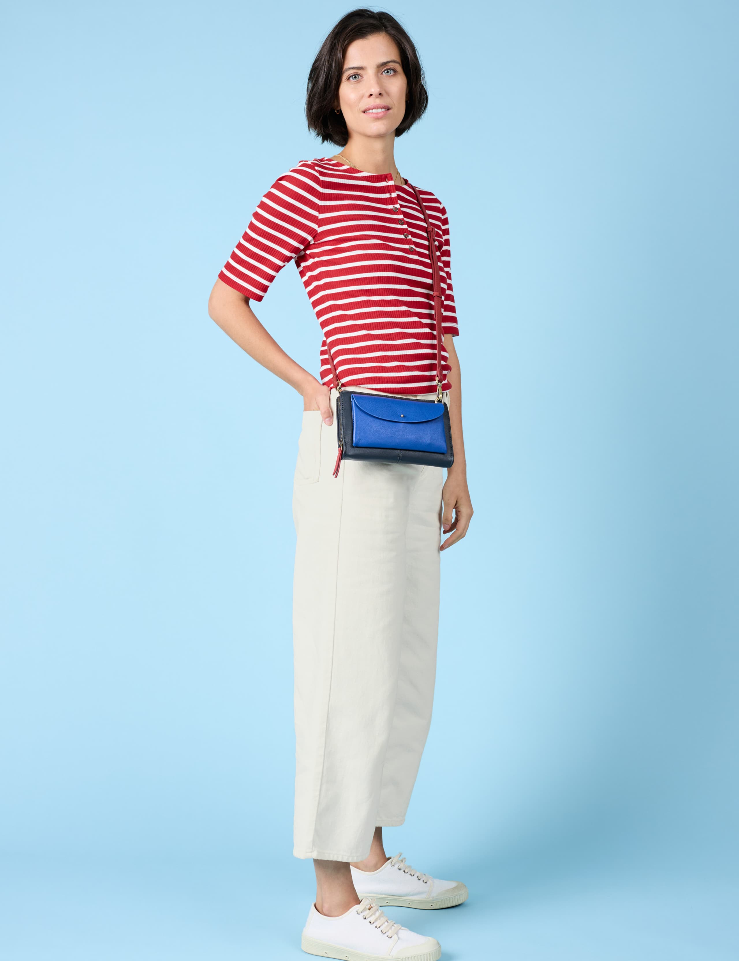Cotton Rich Striped Scoop Neck Slim Fit Top 1 of 5