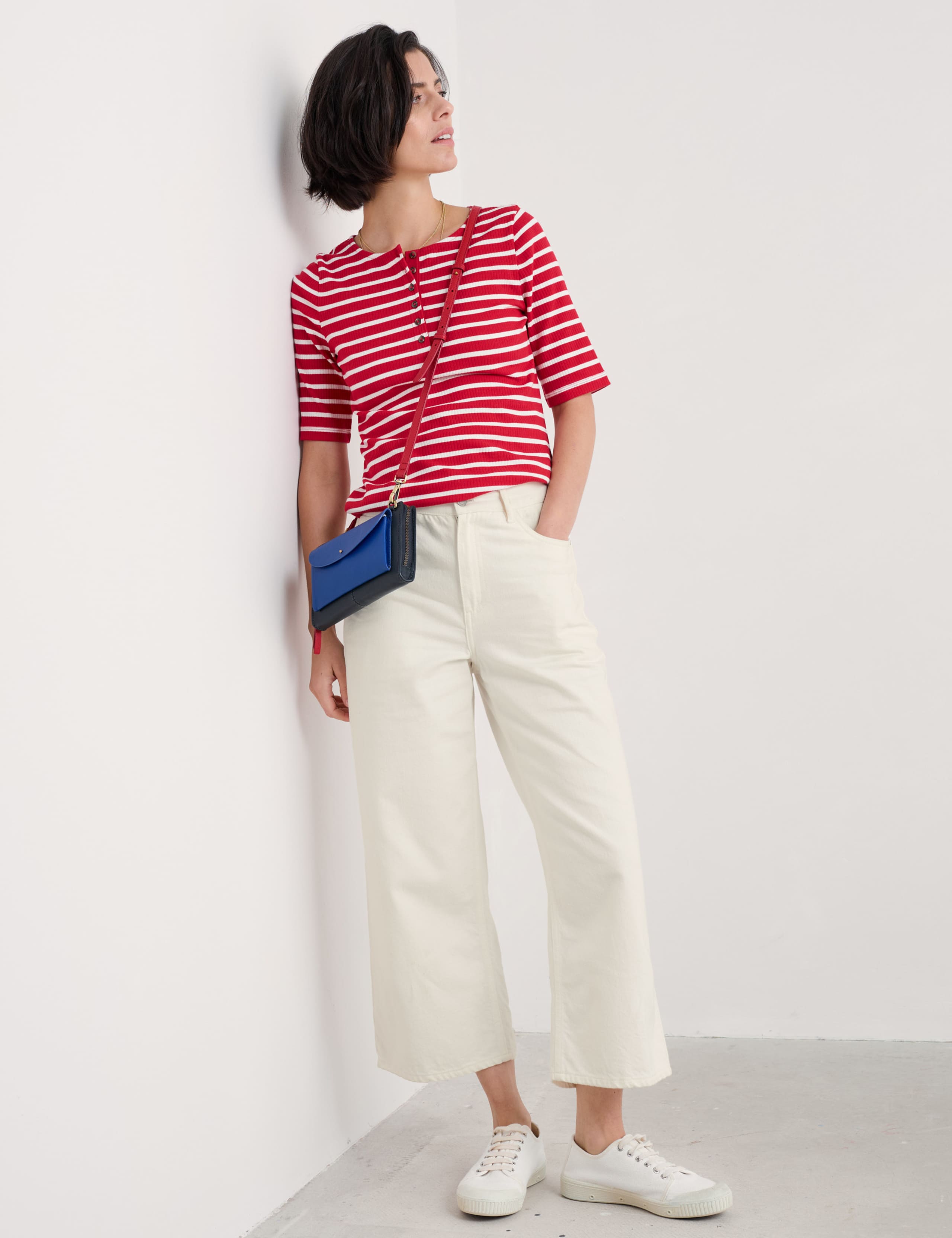 Cotton Rich Striped Scoop Neck Slim Fit Top 3 of 5