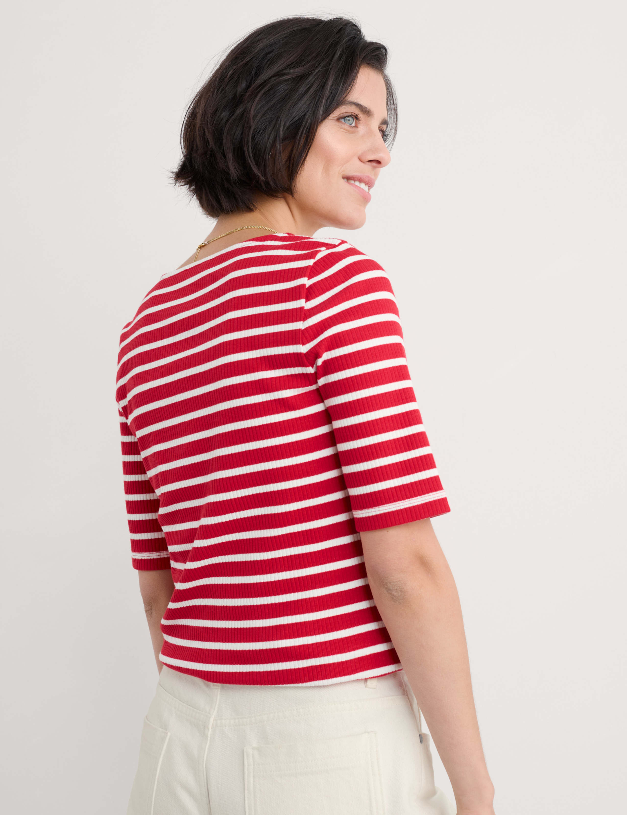 Cotton Rich Striped Scoop Neck Slim Fit Top 4 of 5