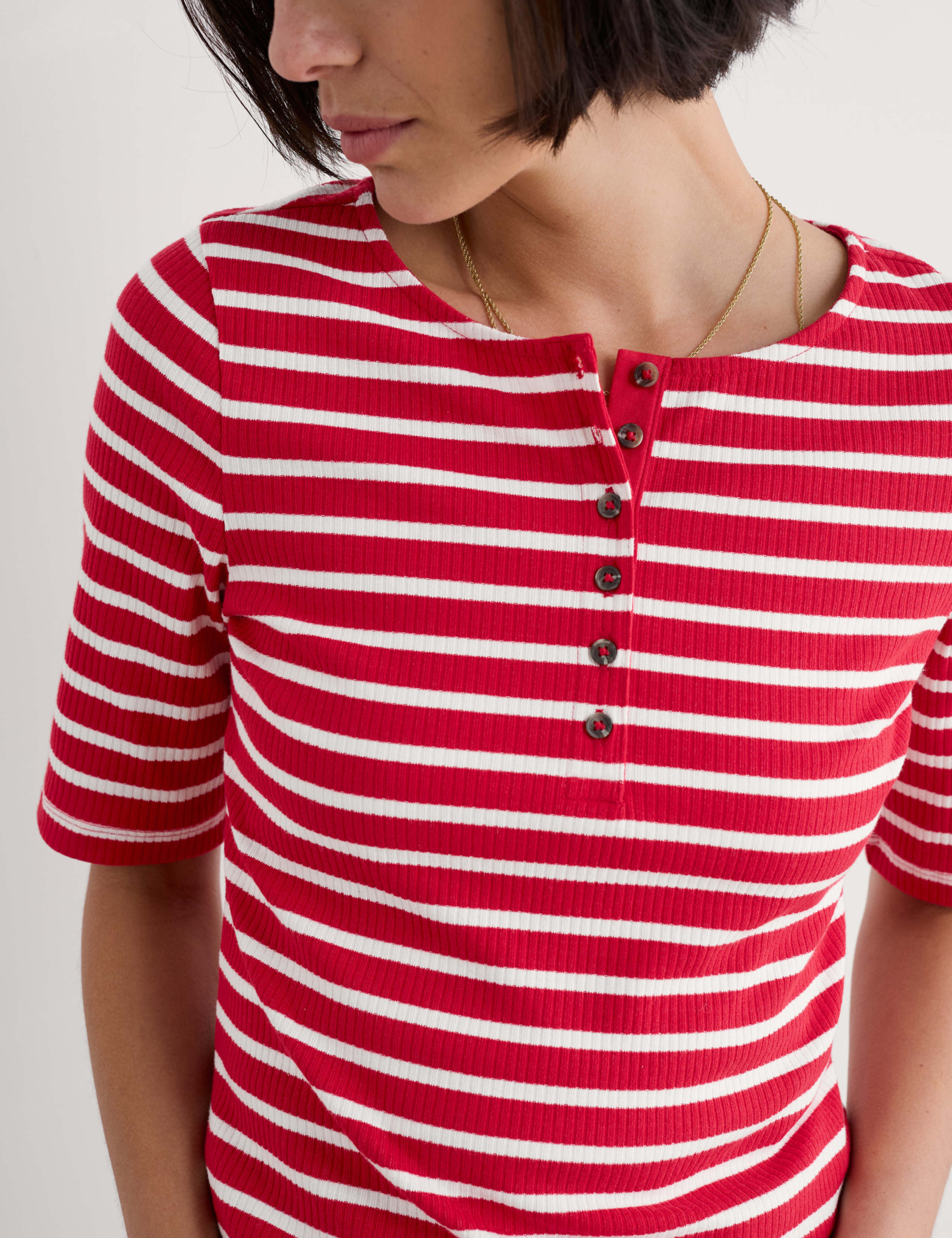 Cotton Rich Striped Scoop Neck Slim Fit Top 5 of 5