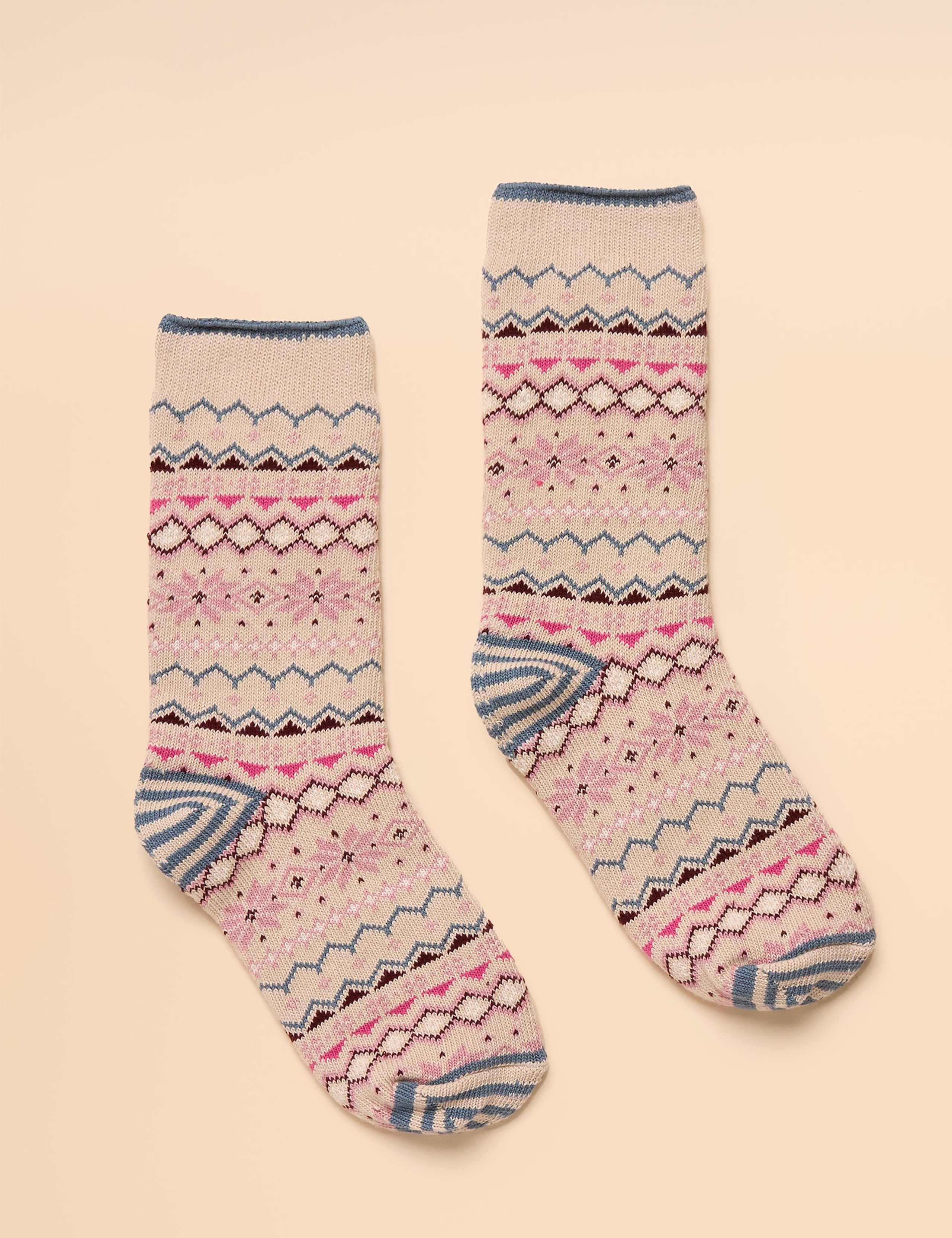 Cotton Rich Fair Isle Ankle High Socks 1 of 3