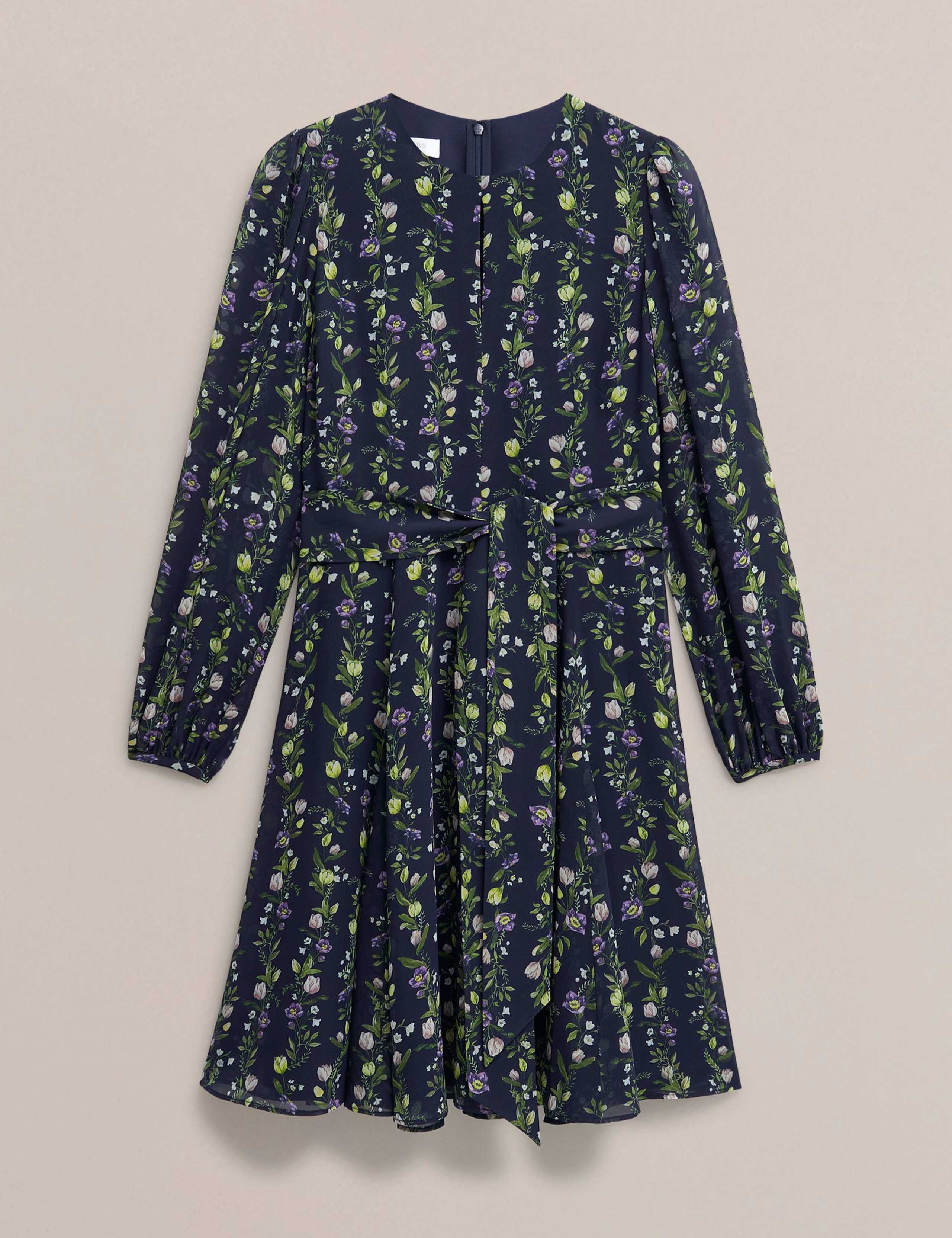 Chiffon Floral Tie Waist Shift Dress 2 of 6