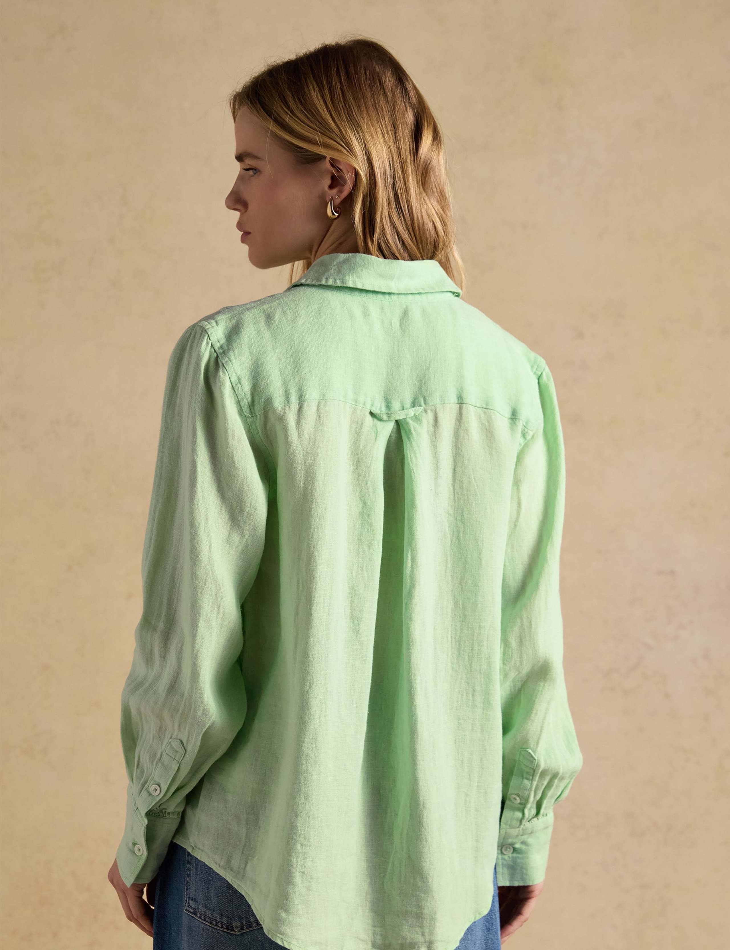 Pure Linen Collared Button Through Shirt 4 of 6