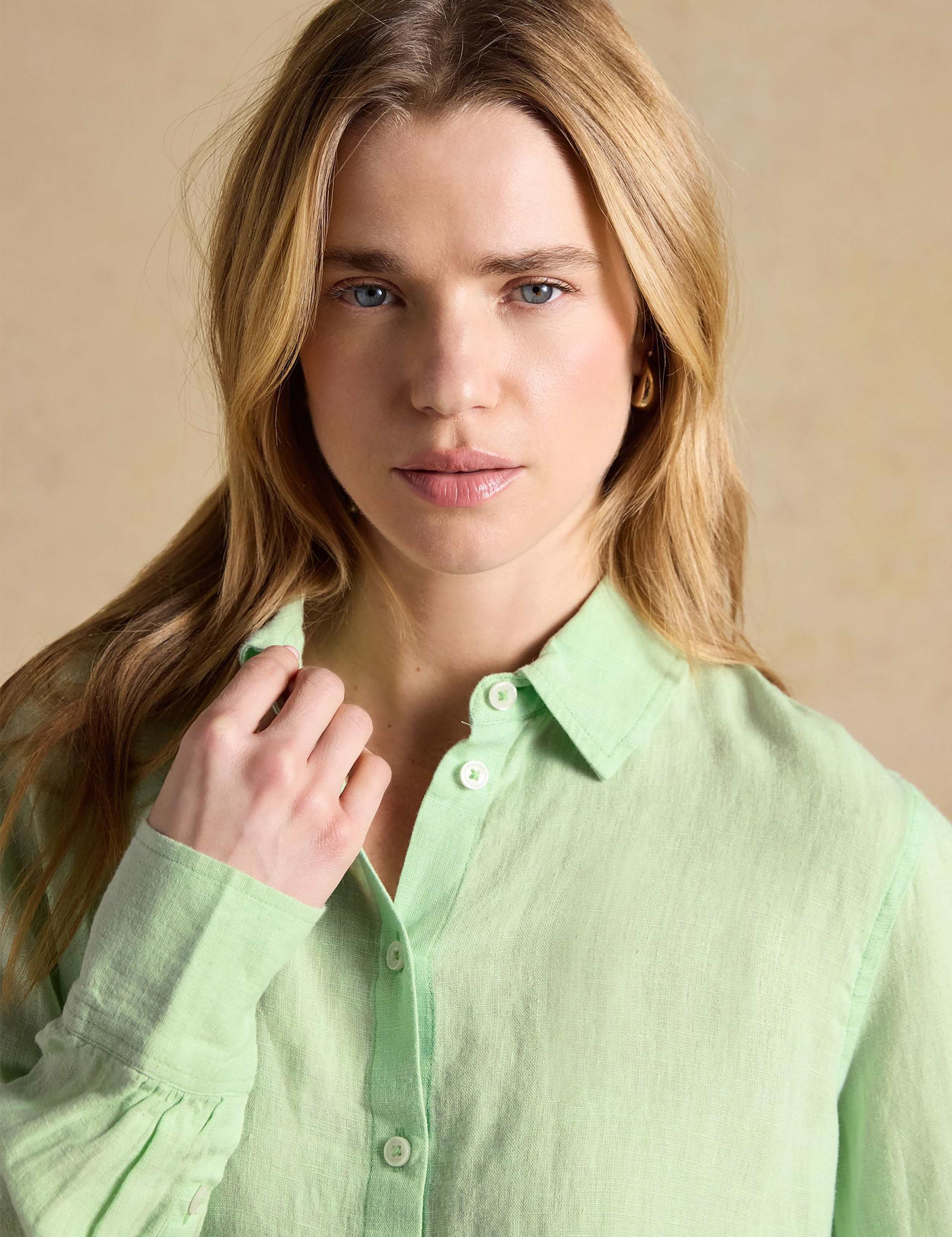 Pure Linen Collared Button Through Shirt 5 of 6