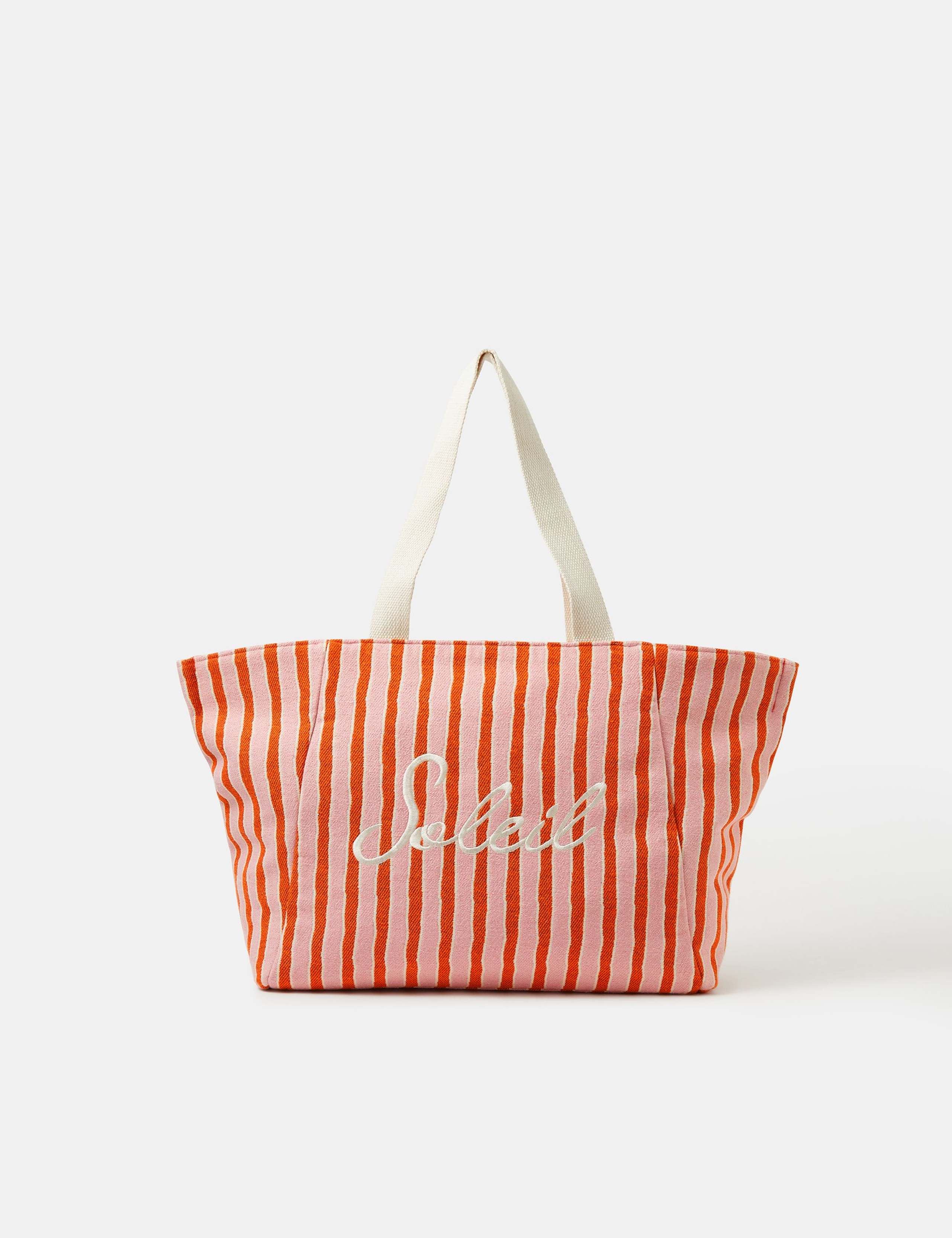Slogan Striped Beach Tote Bag 2 of 5